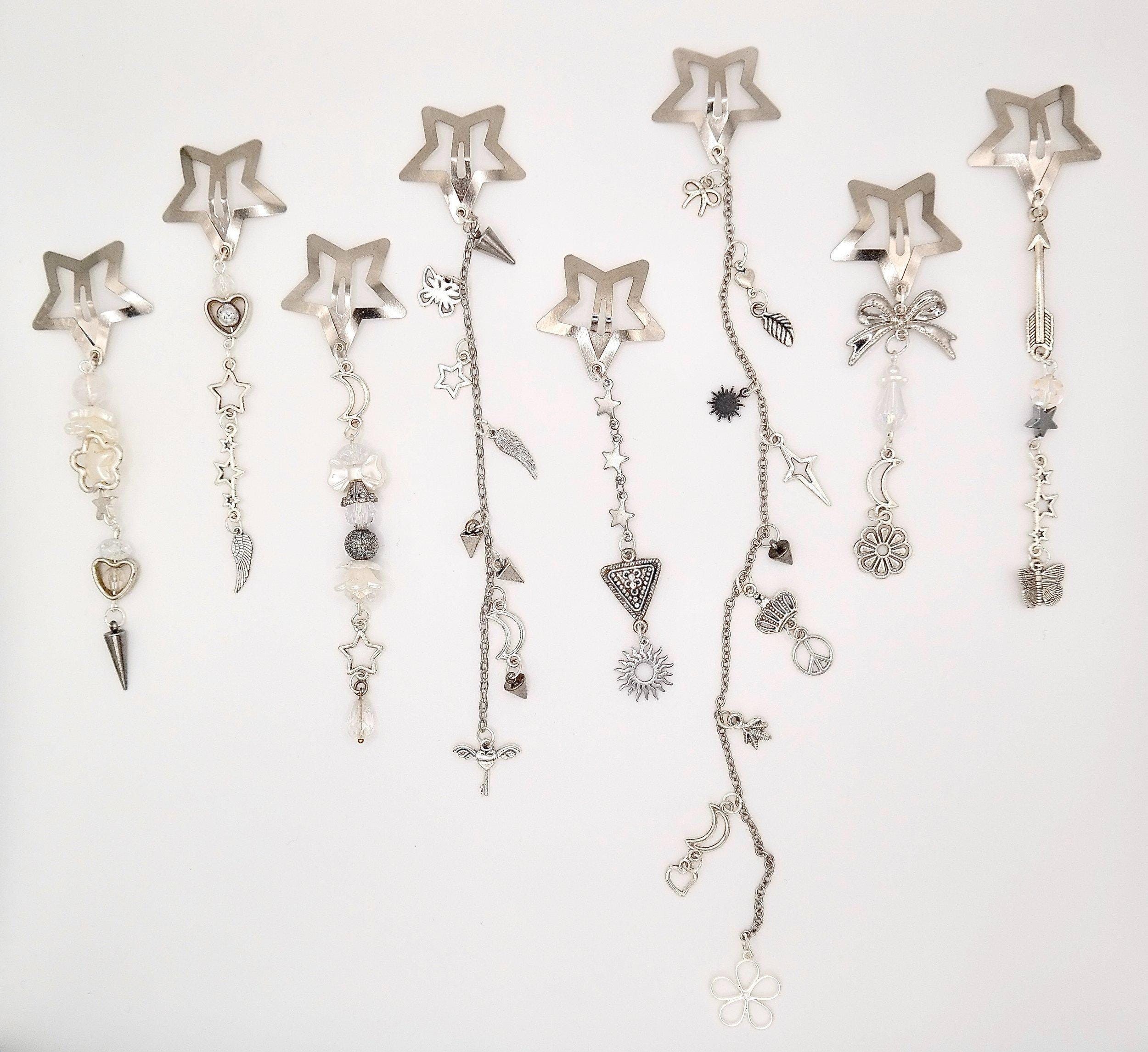 Handmade Silver Star Decorated Hair Clips Size ONE SIZE - 3 Thumbnail