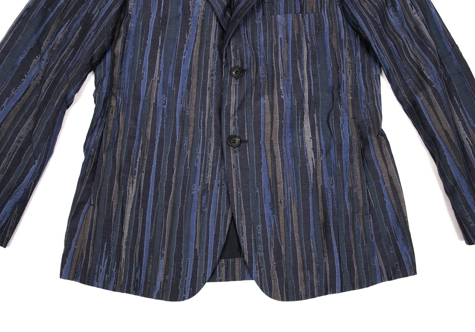 Issey Miyake Cotton-Polyester Striped Jacket in Blue Size 2 Size US M / EU 48-50 / 2 - 9 Thumbnail