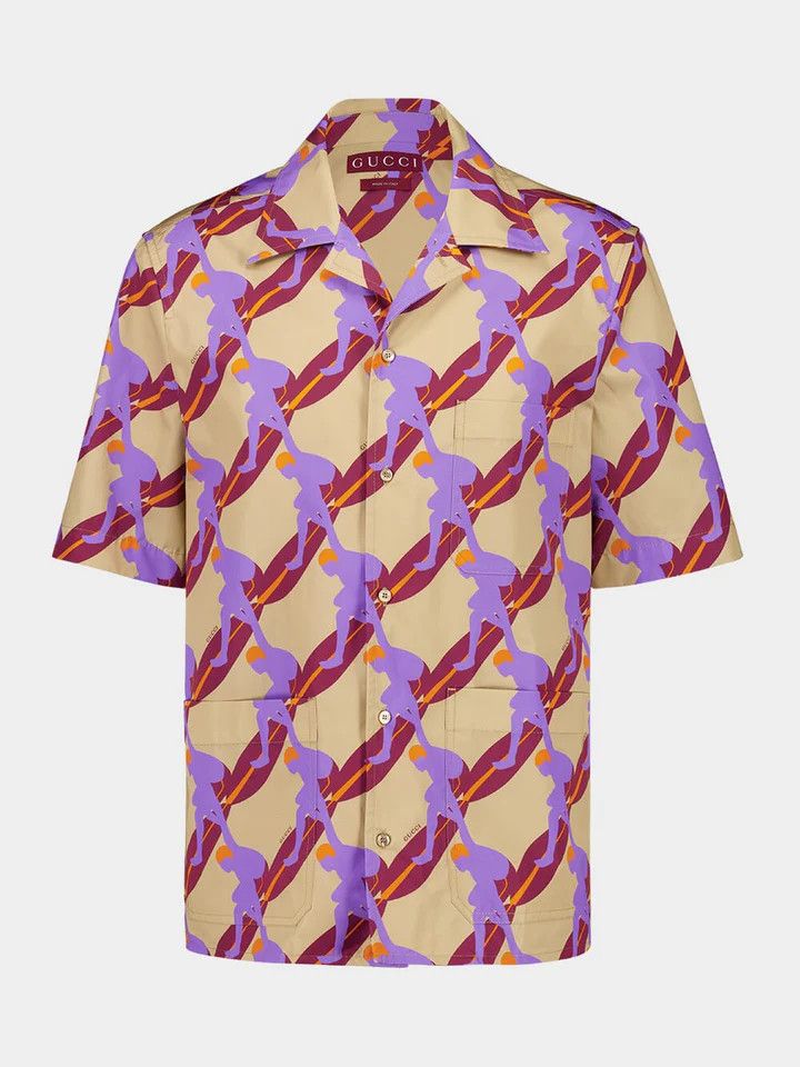 Gucci o1la5ras0426 Printed Light Cotton Poplin Shirt in Multicolor Size US S / EU 44-46 / 1 - 4 Thumbnail