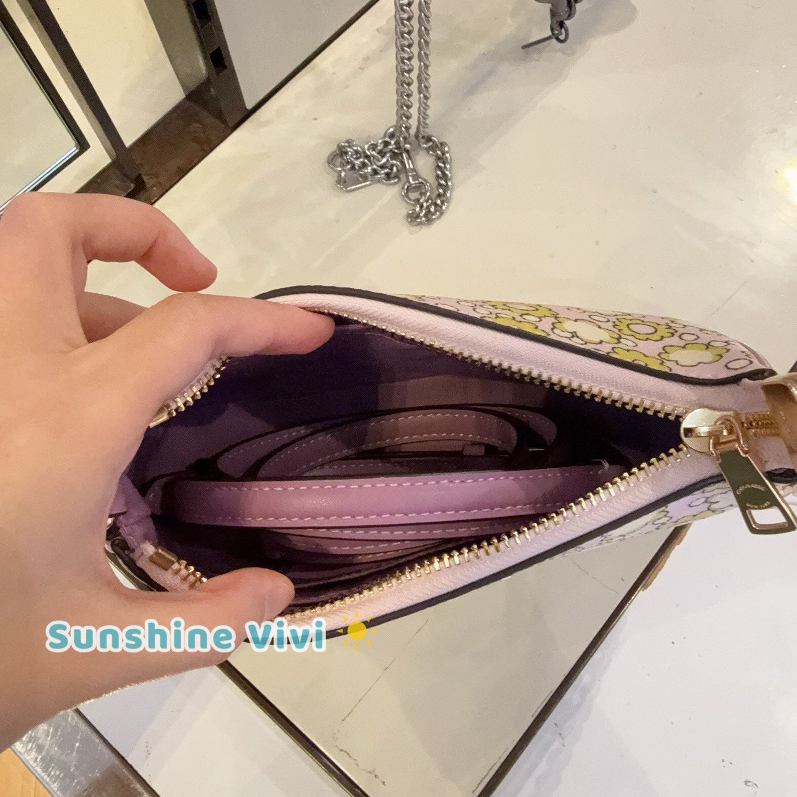Coach NWT Coach Teri Mini Crossbody Bag Floral Print CBG64 Lilac Size ONE SIZE - 5 Thumbnail
