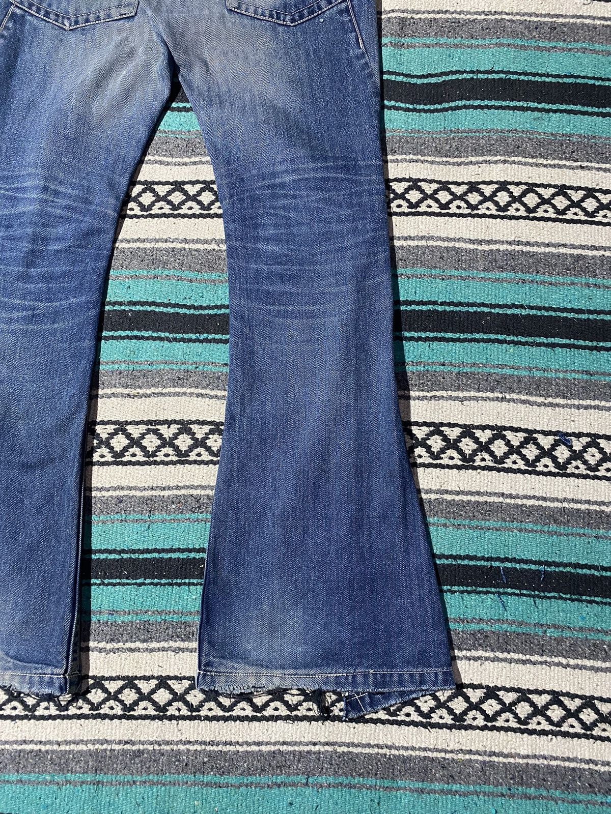 If Six Was Nine 2000s Johnbull Kojima Japan - Lace Up Spiral Cut Denim Pants Size US 31 - 10 Thumbnail