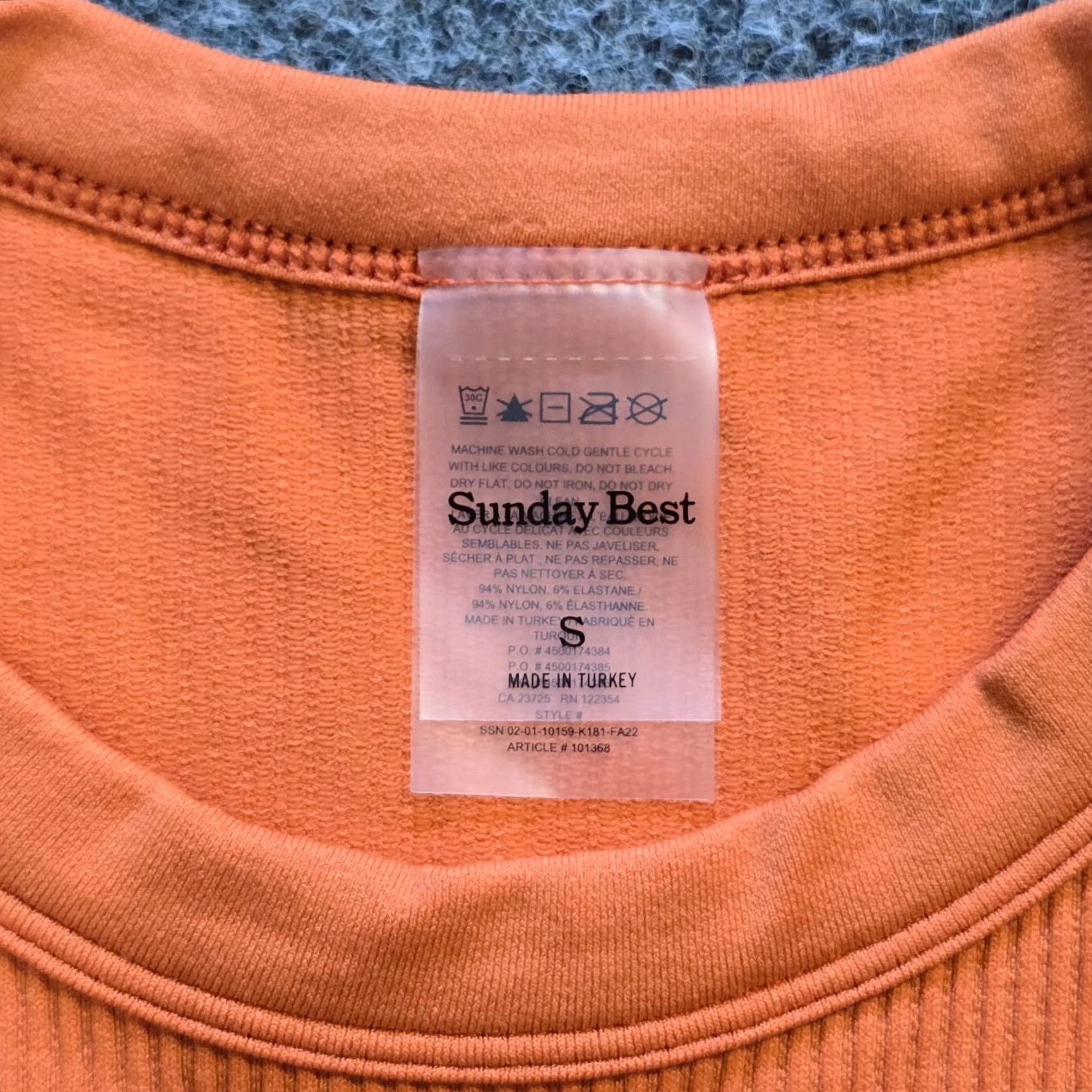 Vintage Sunday Best Top Womens Small Orange Ribbed Cropped Short Sleeve Stretch Shirt Size S / US 4 / IT 40 - 3 Thumbnail