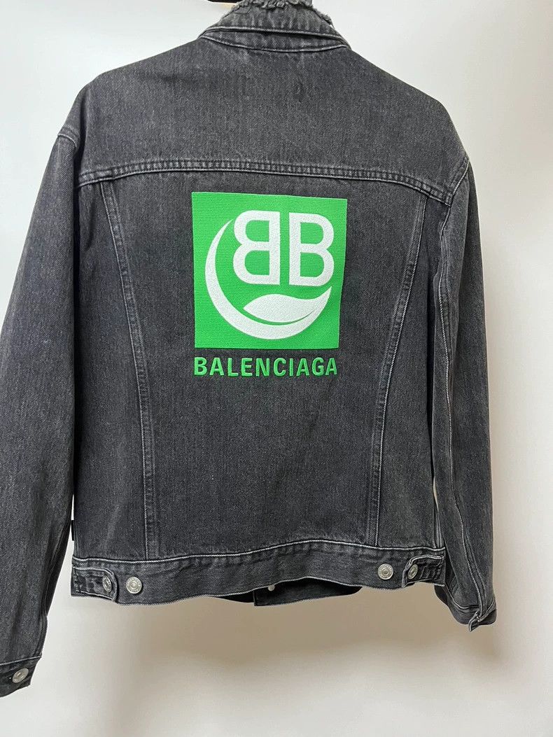 Balenciaga Balenciaga Charity Green Black Washed Denim Jacket 2502-Nex Size US M / EU 48-50 / 2 - 1 Thumbnail