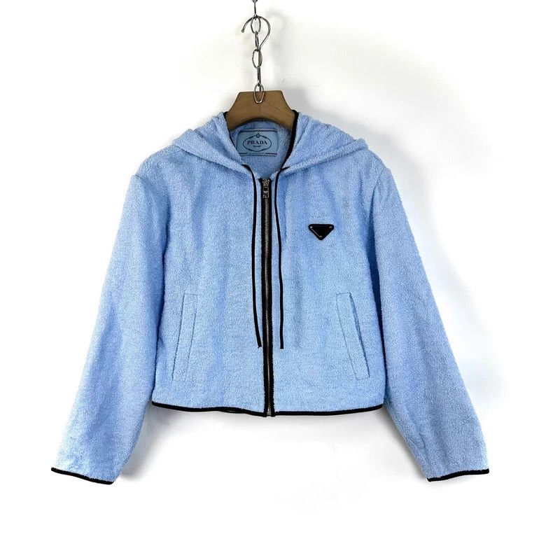 Prada Prada Triangle blue towel fabric hooded jacket Size XS / US 0-2 / IT 36-38 - 1 Thumbnail