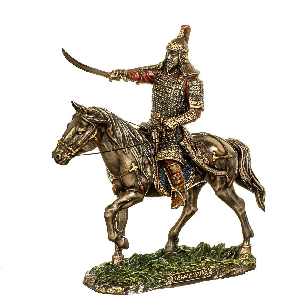 Vintage Genghis Khan Statue Polystone Bronze Decor Made in Italy Size ONE SIZE - 1 Thumbnail