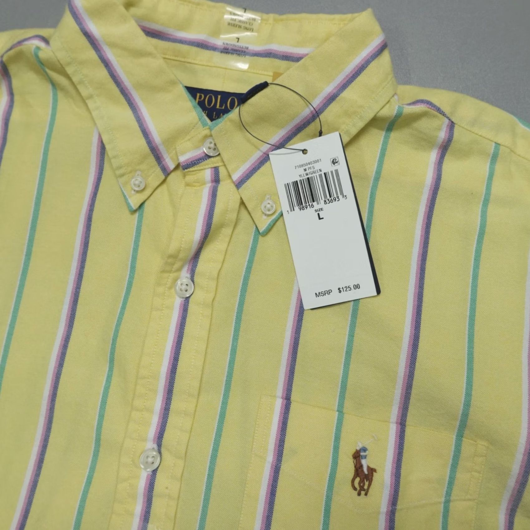 Polo Ralph Lauren Polo Ralph Lauren Button Down Shirt Mens L Oxford Classic Fit Yellow Striped Size US L / EU 52-54 / 3 - 3 Thumbnail