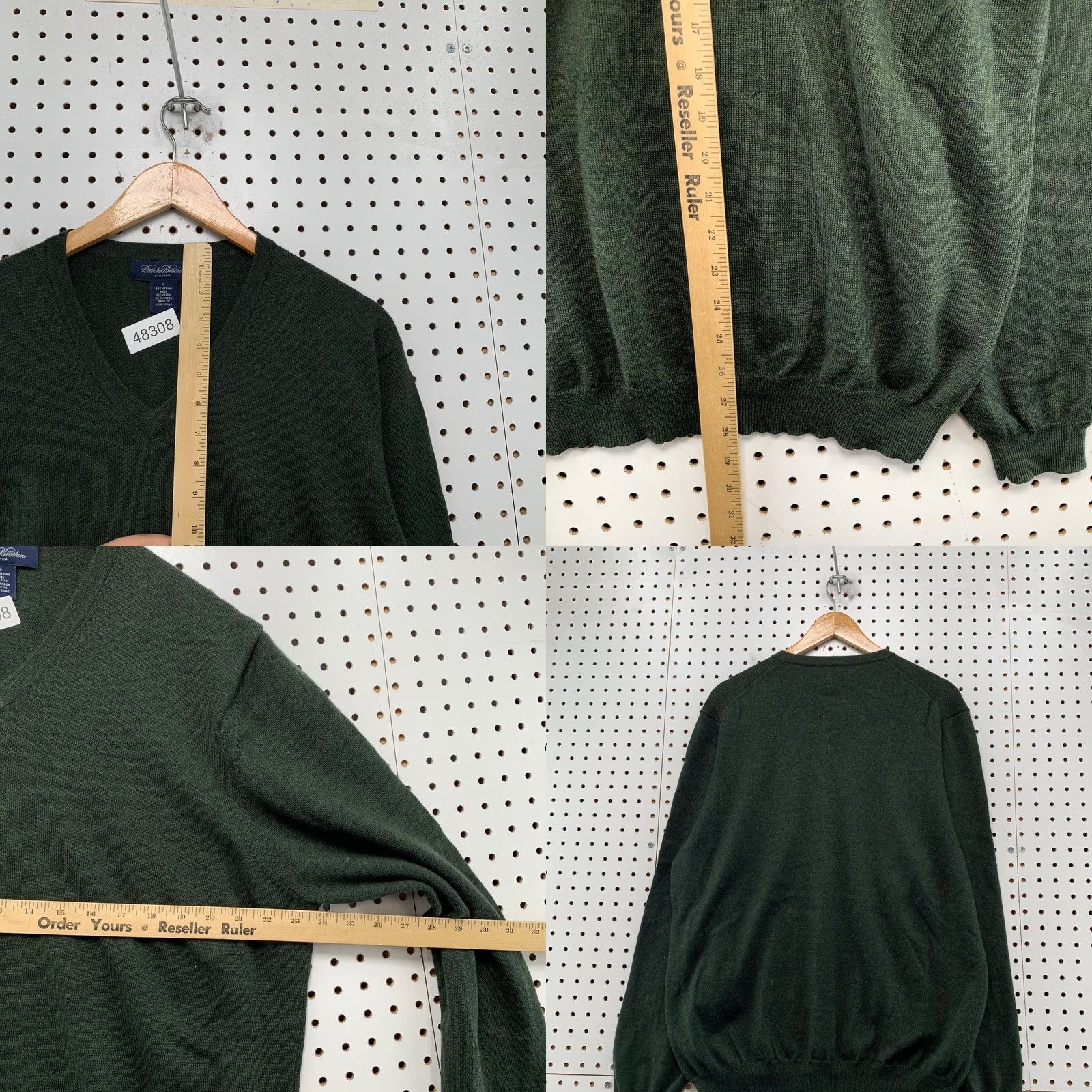 Brooks Brothers Brooks Brothers Merino Wool Sweater Mens Large Green Stretch V Neck Lightweight Pullover Knit Casual Wool Size US L / EU 52-54 / 3 - 8 Thumbnail