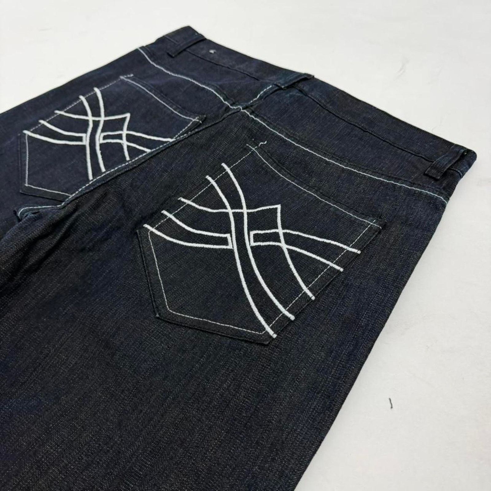 Japanese Brand Vintage y2k baggy wide leg rare raw dark wash archive jeans Size US 32 / EU 48 - 2 Thumbnail