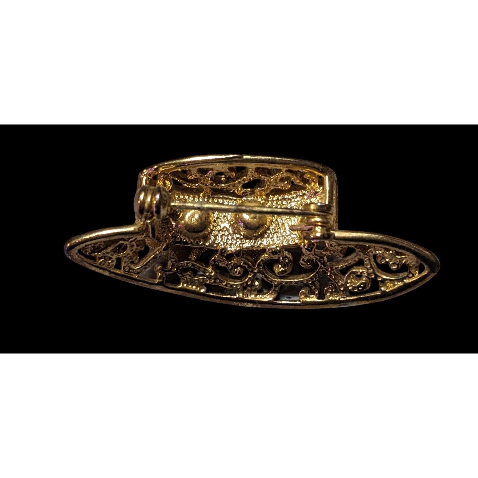 Other Vintage Gold Tone Filigree Mesh Flower Hat Brooch Size ONE SIZE - 2 Thumbnail