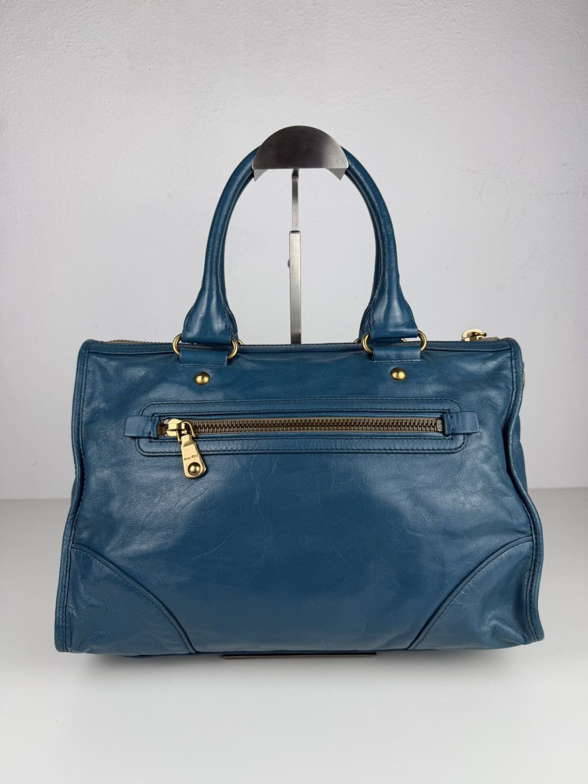 Miu Miu Miu miu vitello lux top zip handbag in turquoise Size ONE SIZE - 2 Thumbnail