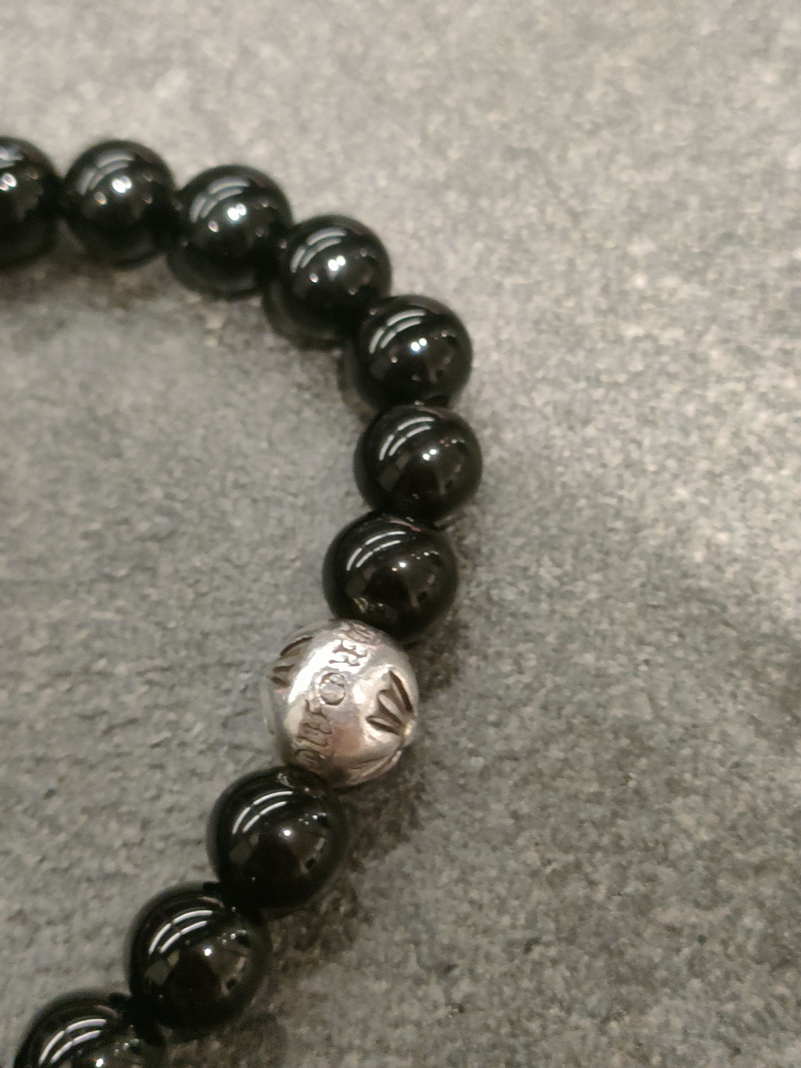 Chrome Hearts Chrome Hearts 8mm Single Silver Obsidian Cross Bracelet Size ONE SIZE - 7 Thumbnail