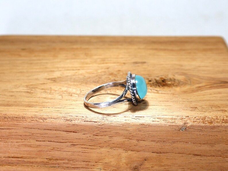 Handmade Chalcedony Ring: 925 Sterling Silver Ring, March Birthstone Size ONE SIZE - 4 Thumbnail