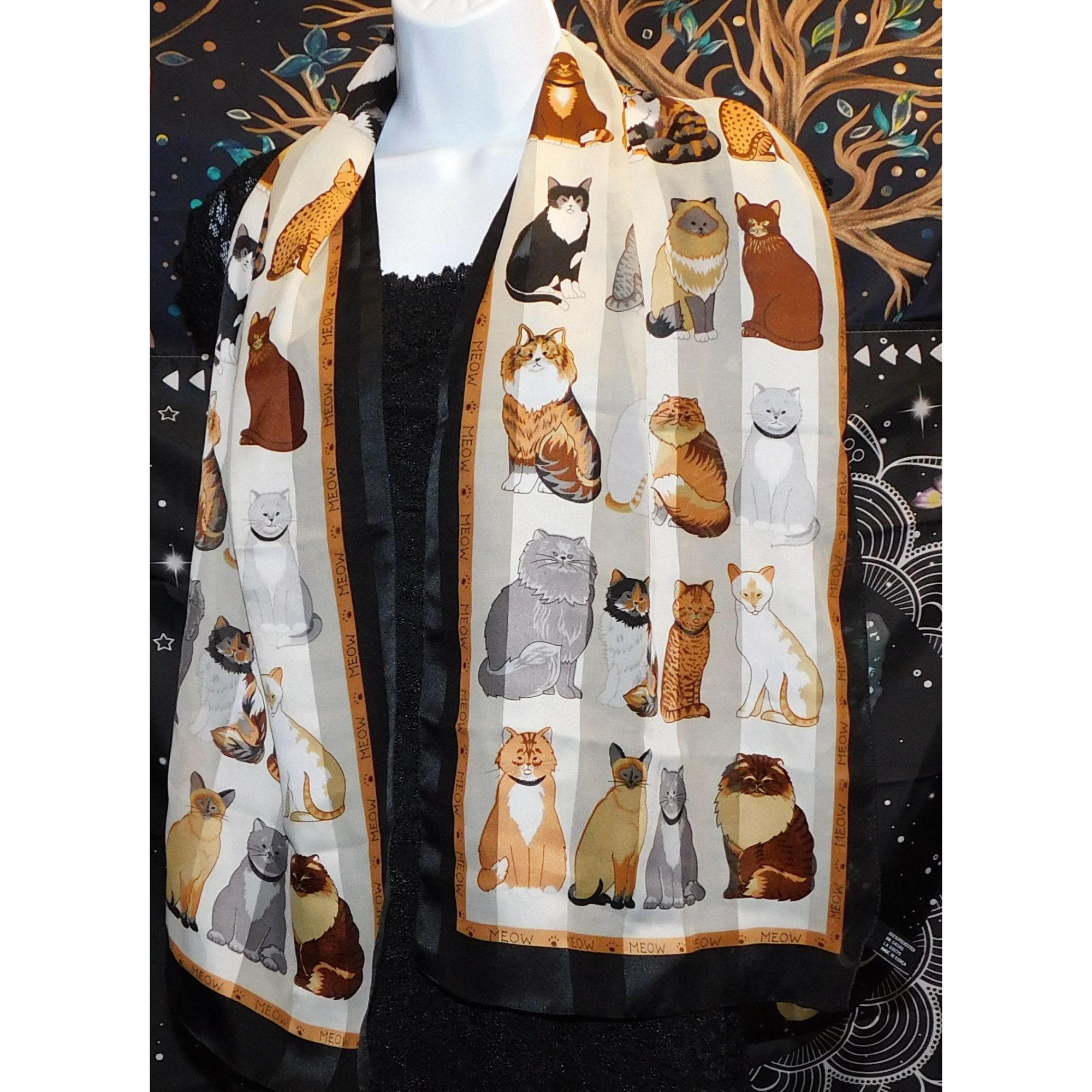 Other Vintage Cat Scarf Lightweight With Subtle Stripes Size ONE SIZE - 5 Thumbnail