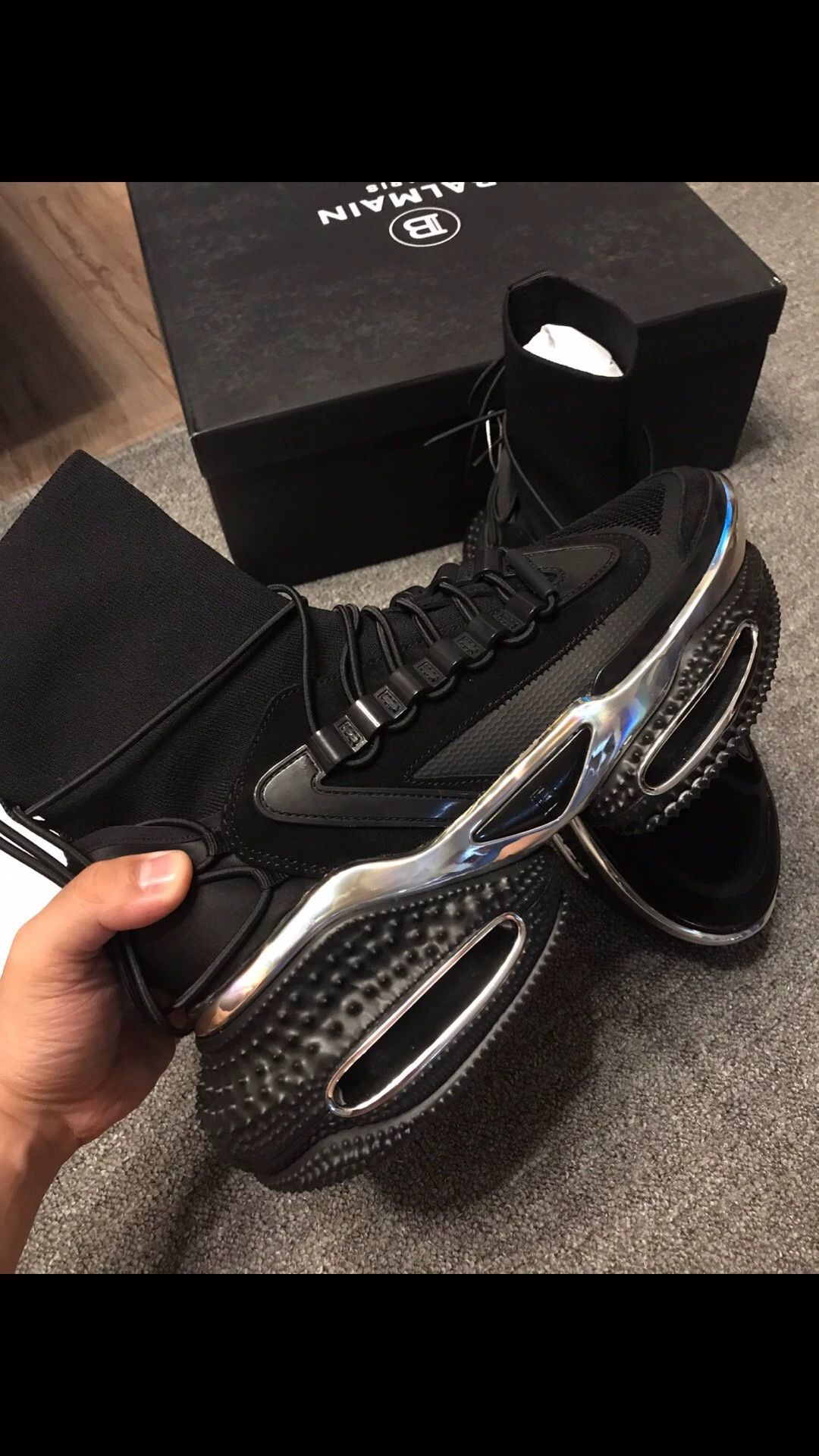 Balmain BALMAIN high-top sneakers 43 black silver thick Size US 10 / EU 43 - 4 Thumbnail