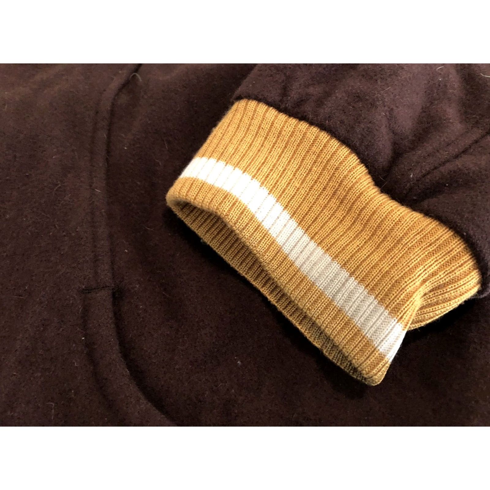 Nike Nike Air Flight Spell Out Patch Wool Varsity Jacket Coat Brown Mens XLT Size US XL / EU 56 / 4 - 4 Thumbnail