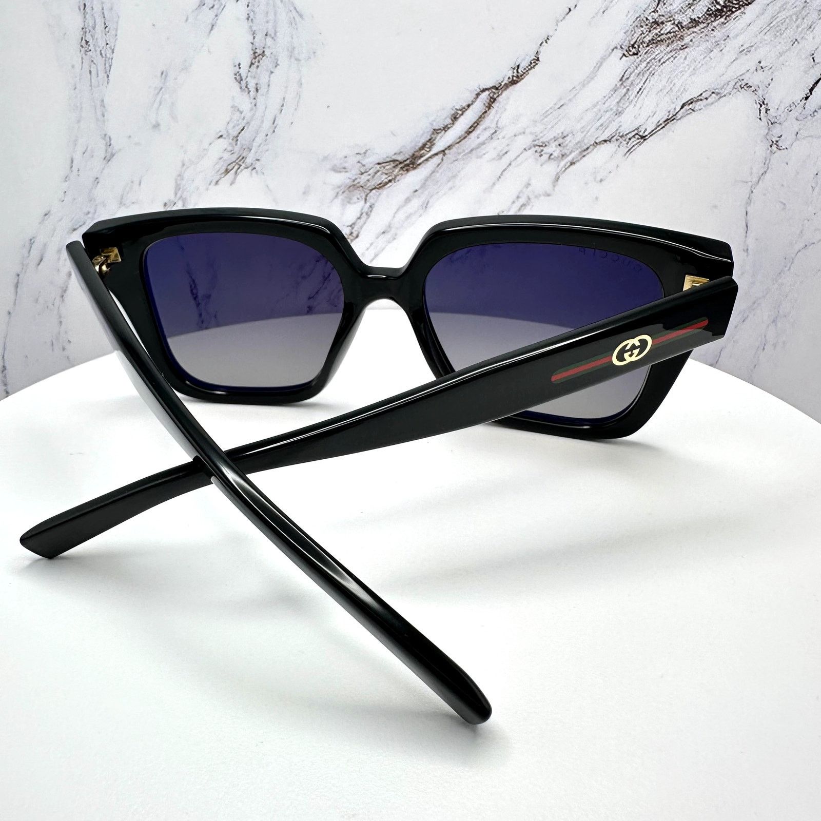 Gucci New GUCCI Sunglasses Black 54mm Square Gold GG Red Green Web Size ONE SIZE - 13 Thumbnail