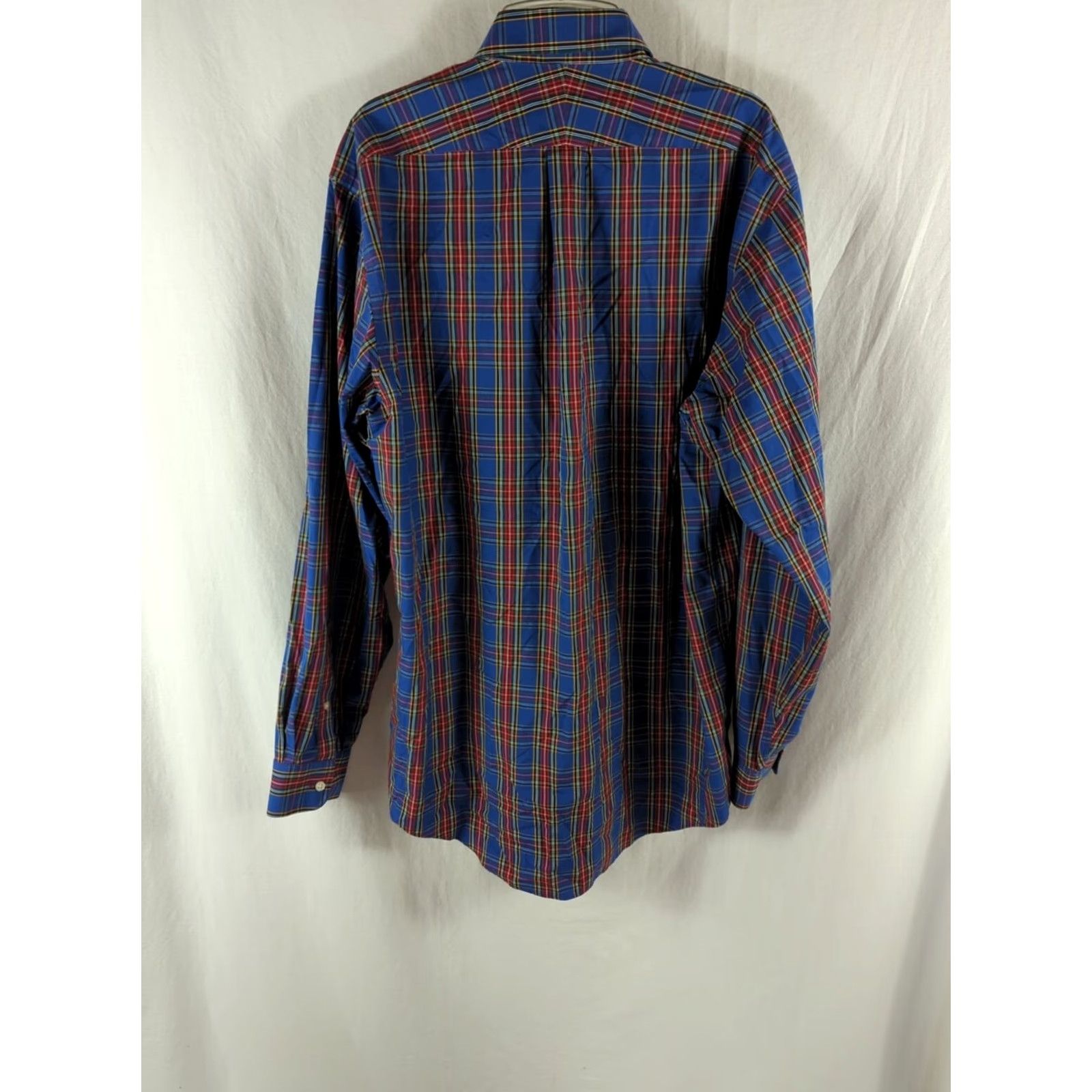 Lands' End VINTAGE Lands' End Mens Long Sleeve Button-Down Shirt, Big & Tall, 17-34, Blue Plaid, Cotton Blend Size US XL / EU 56 / 4 - 6 Thumbnail