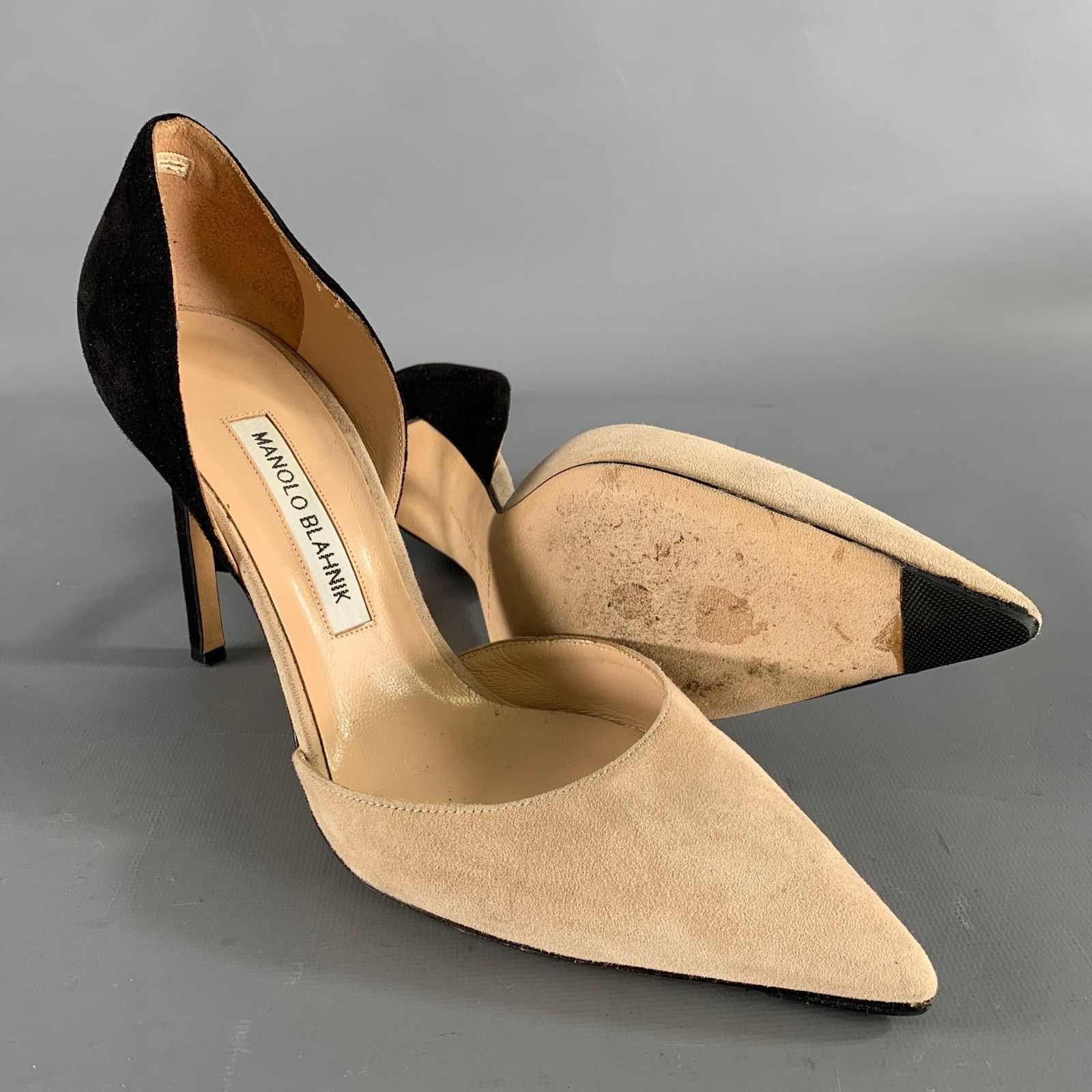 Manolo Blahnik MANOLO BLAHNIK 9.5 Tan Black Suede Pointed Toe Pumps Size US 9.5 / IT 39.5 - 5 Thumbnail