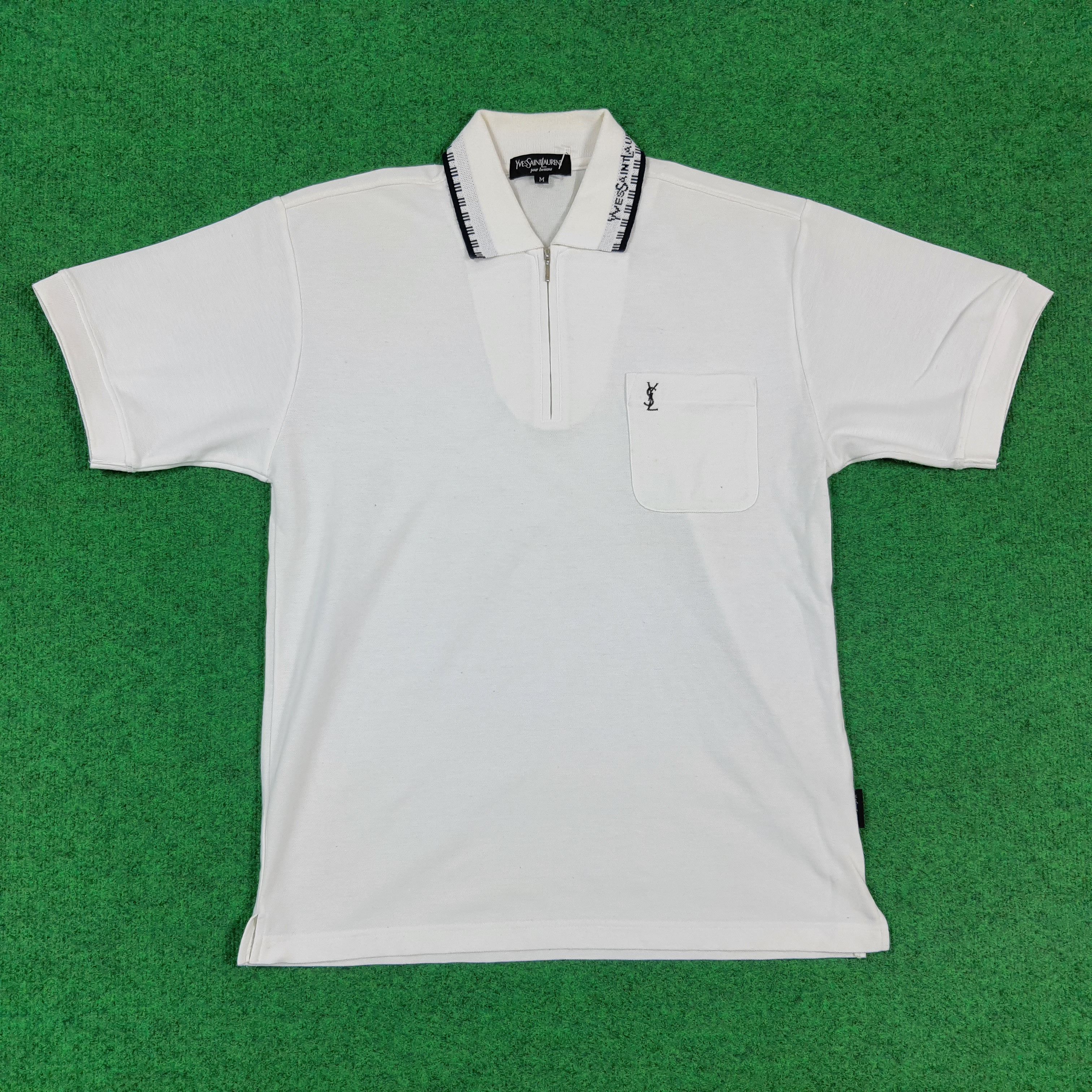 Yves Saint Laurent Vintage Yves Saint Laurent Polo YSL Quarter Zip C301N35 Size US L / EU 52-54 / 3 - 1 Thumbnail