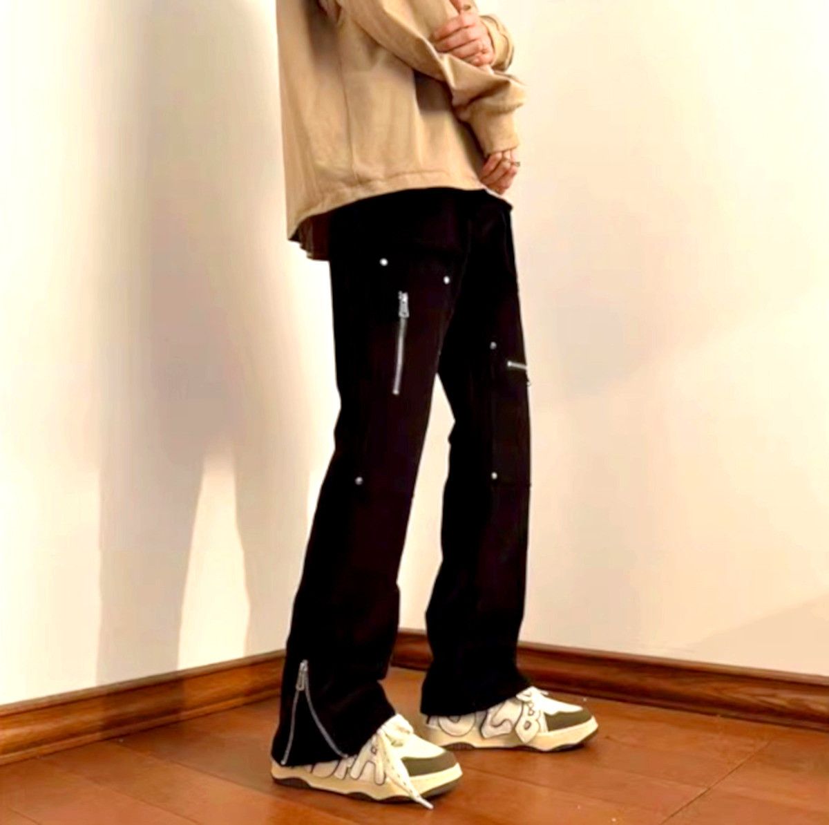 Designer × Japanese Brand × Vintage Vintage Punk Rock Zippers Micro Flared Pants Rave Unique Size US 33 - 2 Thumbnail