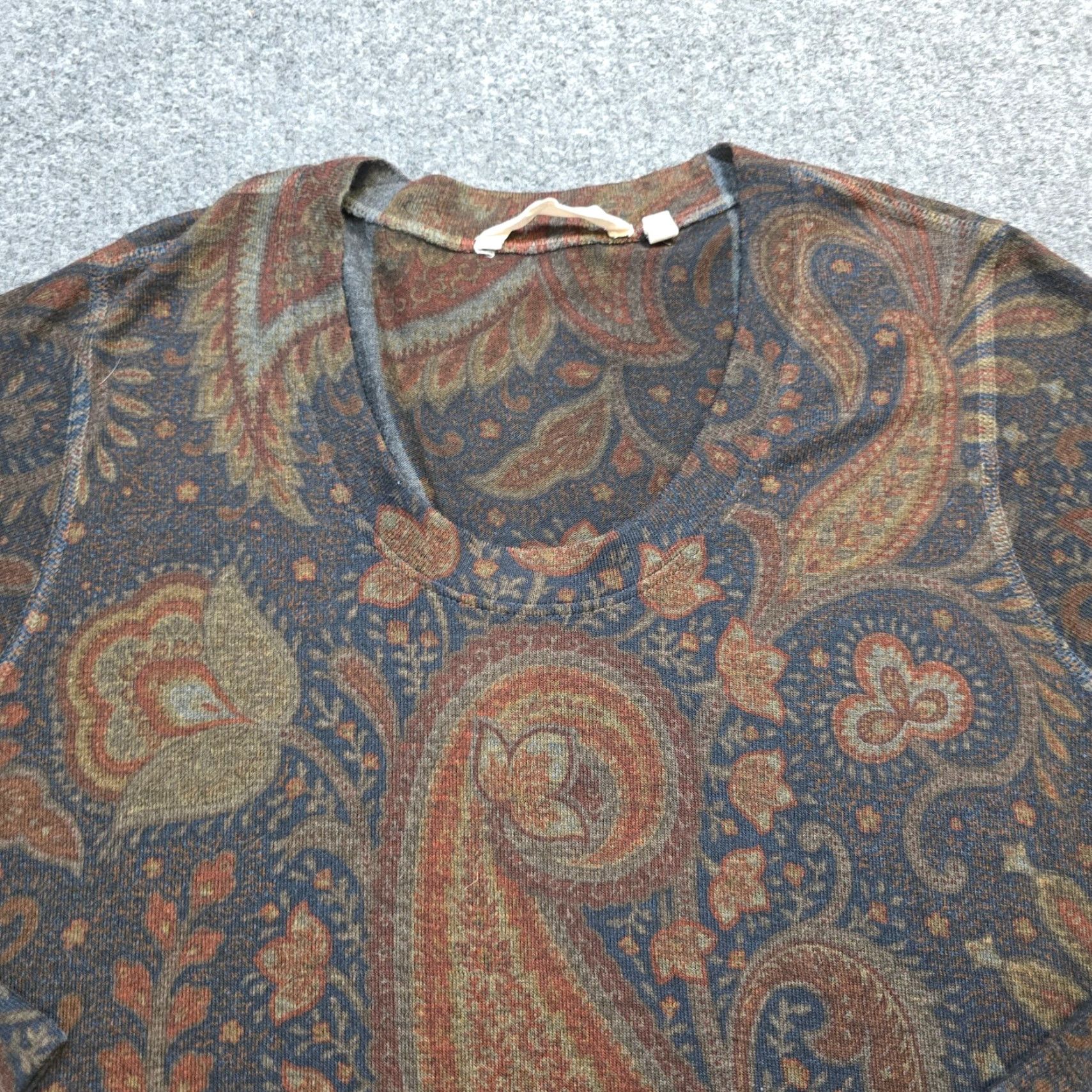 Soft Surroundings Soft Surroundings Top Womens Medium Brown Paisley Knit Stretch Long Sleeve Blouse Mens? Womens Size M / US 6-8 / IT 42-44 - 2 Thumbnail