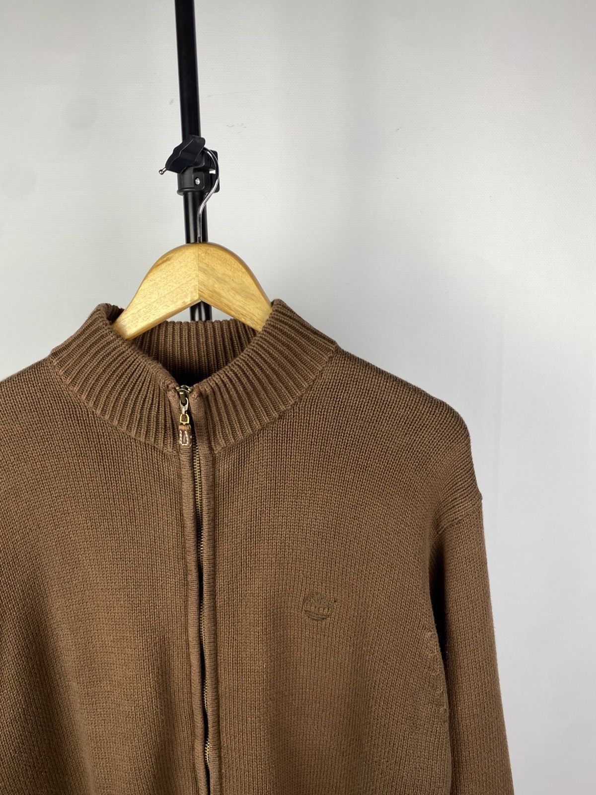 Timberland × Vintage 🤎Vintage 90s Timberland Knit Logo full Zip sweater Size US L / EU 52-54 / 3 - 4 Thumbnail