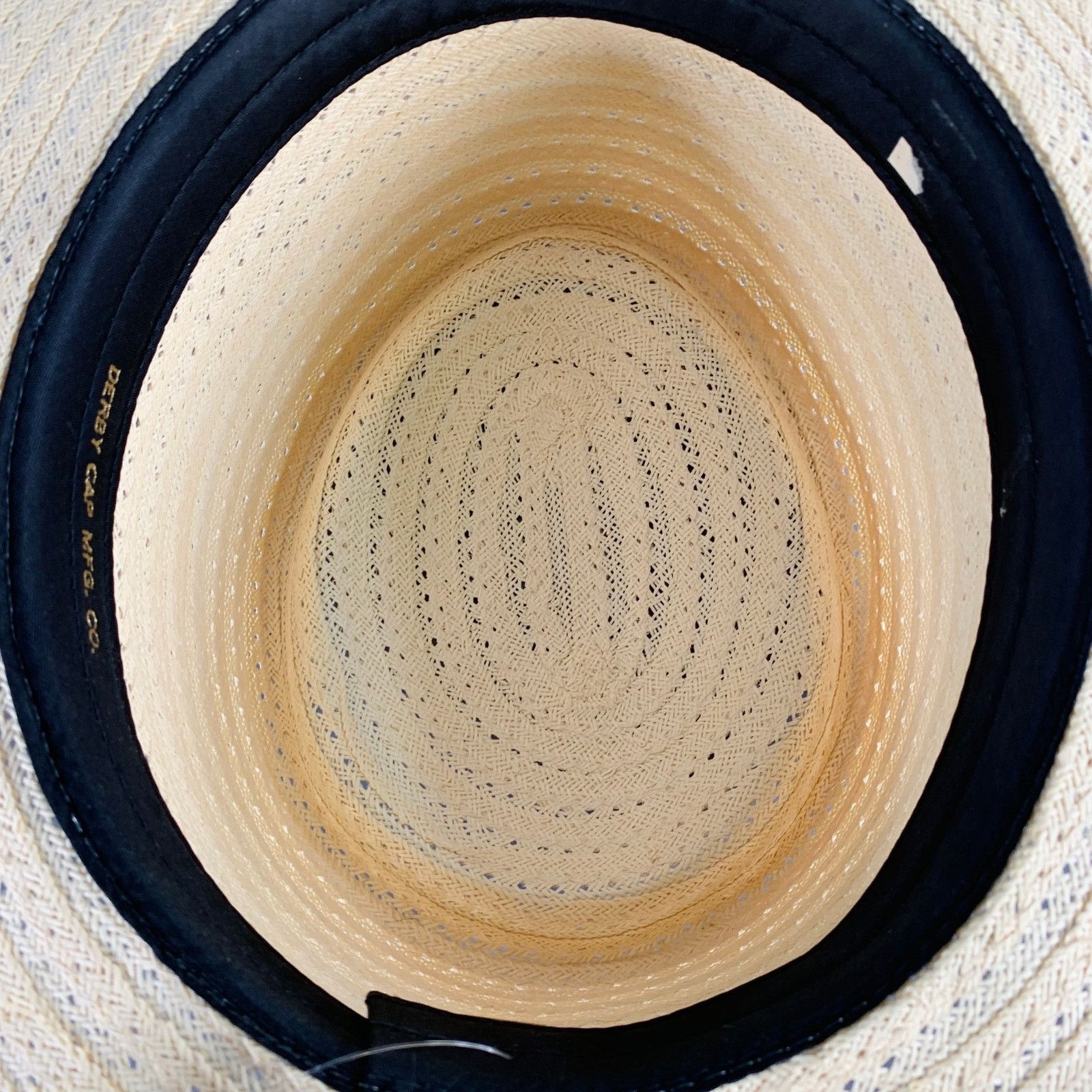 Vintage VINTAGE Size L Beige Navy Red Ribbon Trim Woven Straw Hat Size ONE SIZE - 8 Thumbnail