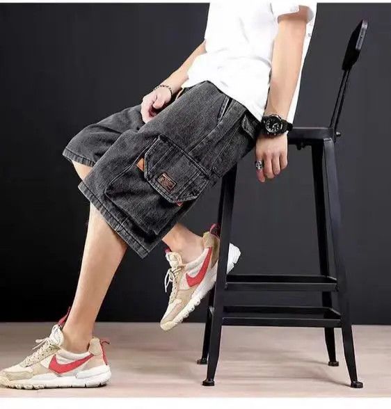 VIBE Street Hip Hop Vintage Loose Fit Denim Shorts Size US 32 / EU 48 - 5 Thumbnail