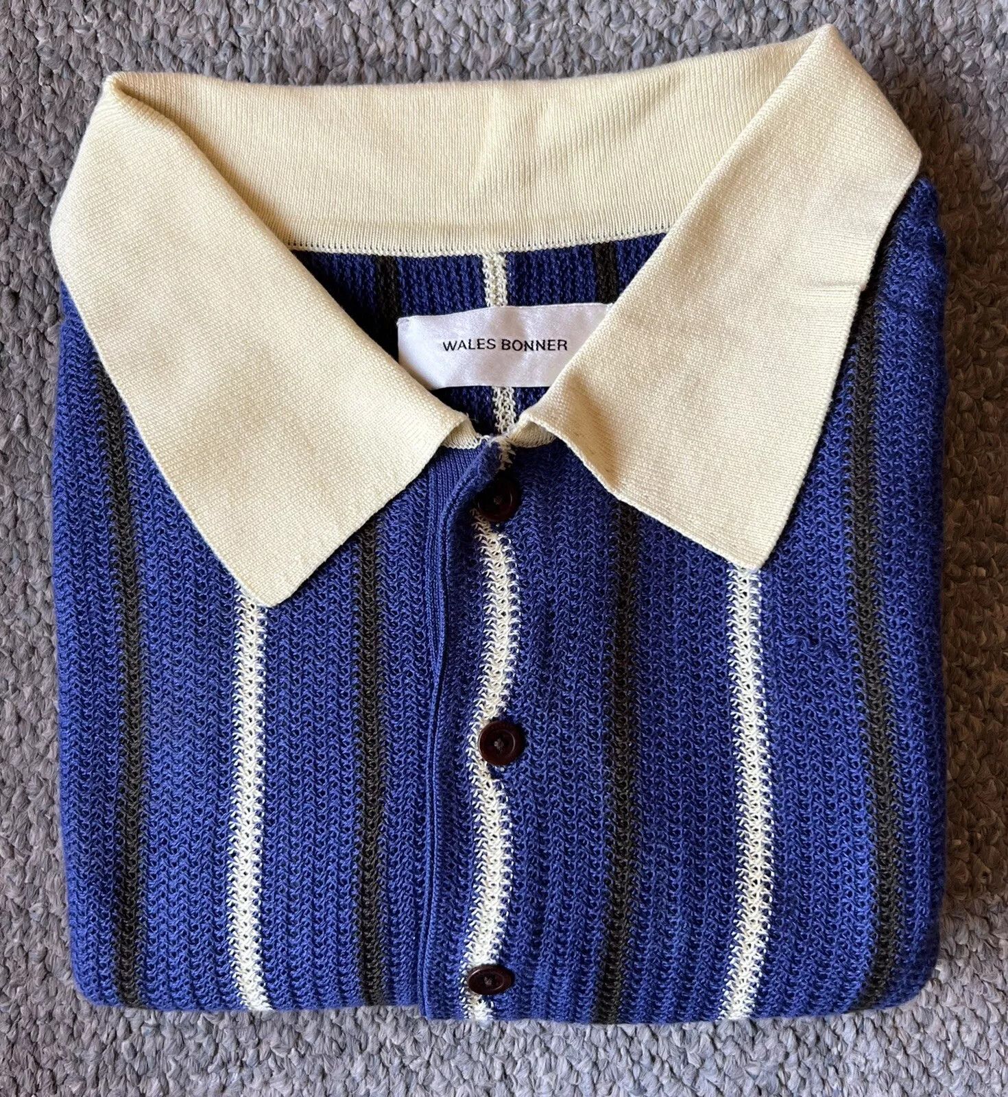 Wales Bonner Wales Bonner Blue Uriah Knitted Long Sleeve Polo Size US L / EU 52-54 / 3 - 3 Thumbnail