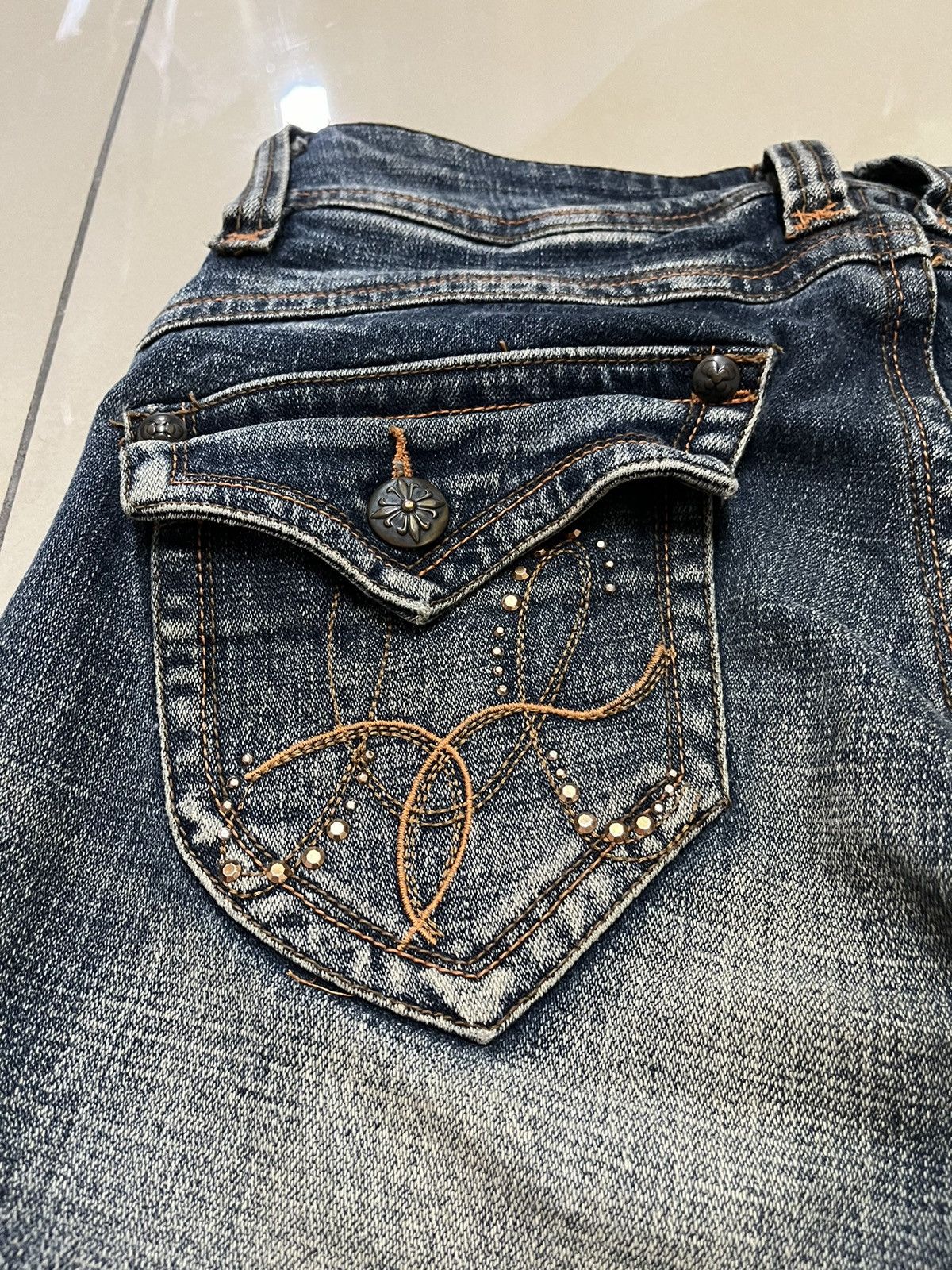 If Six Was Nine Flare Jeans Jessy Logan faded distressed low rise mud rusty Size US 30 / EU 46 - 15 Thumbnail