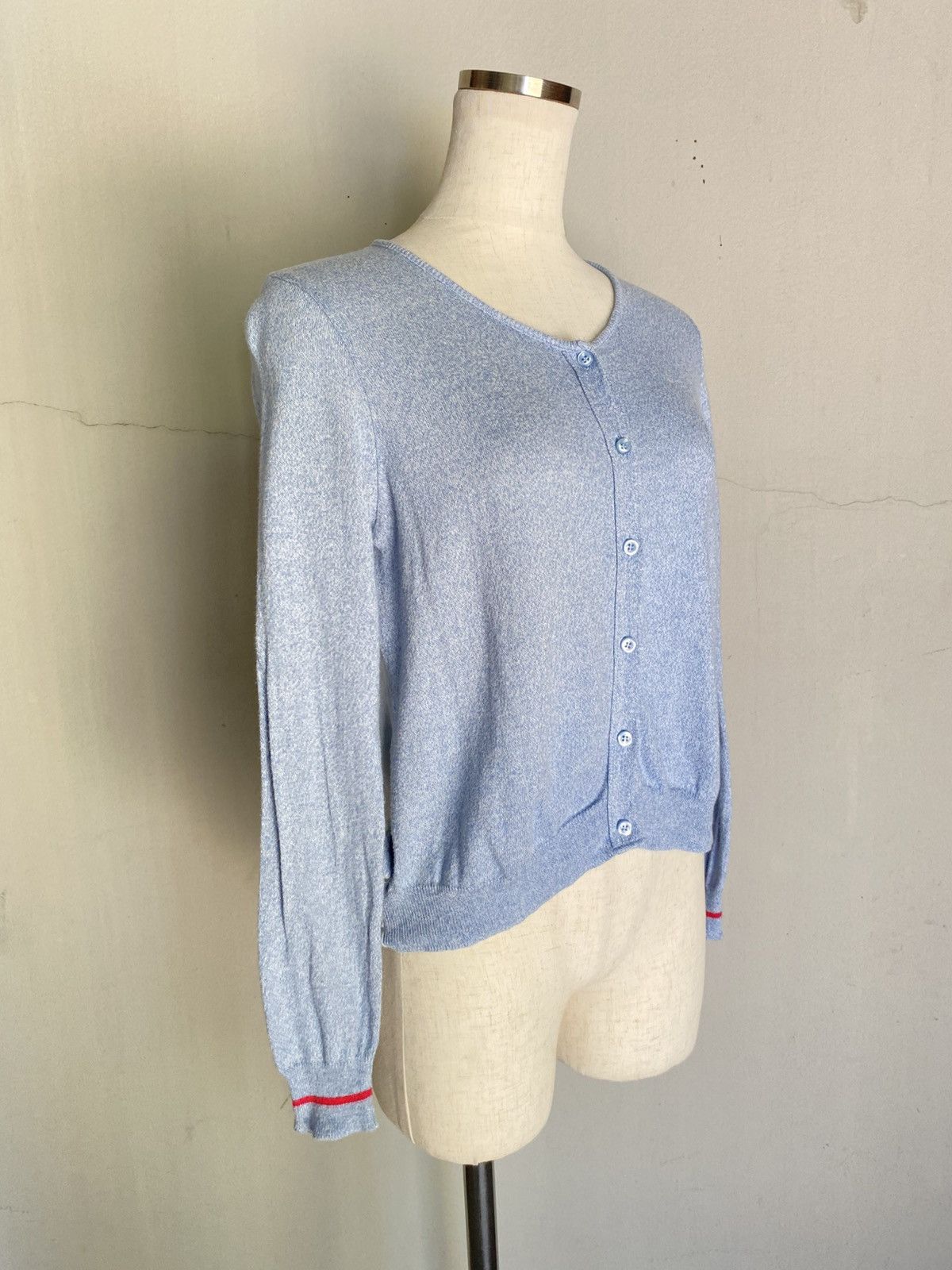 Japanese Brand 1% Percent Layered Light Blue Cardigan Size XS / US 0-2 / IT 36-38 - 8 Thumbnail