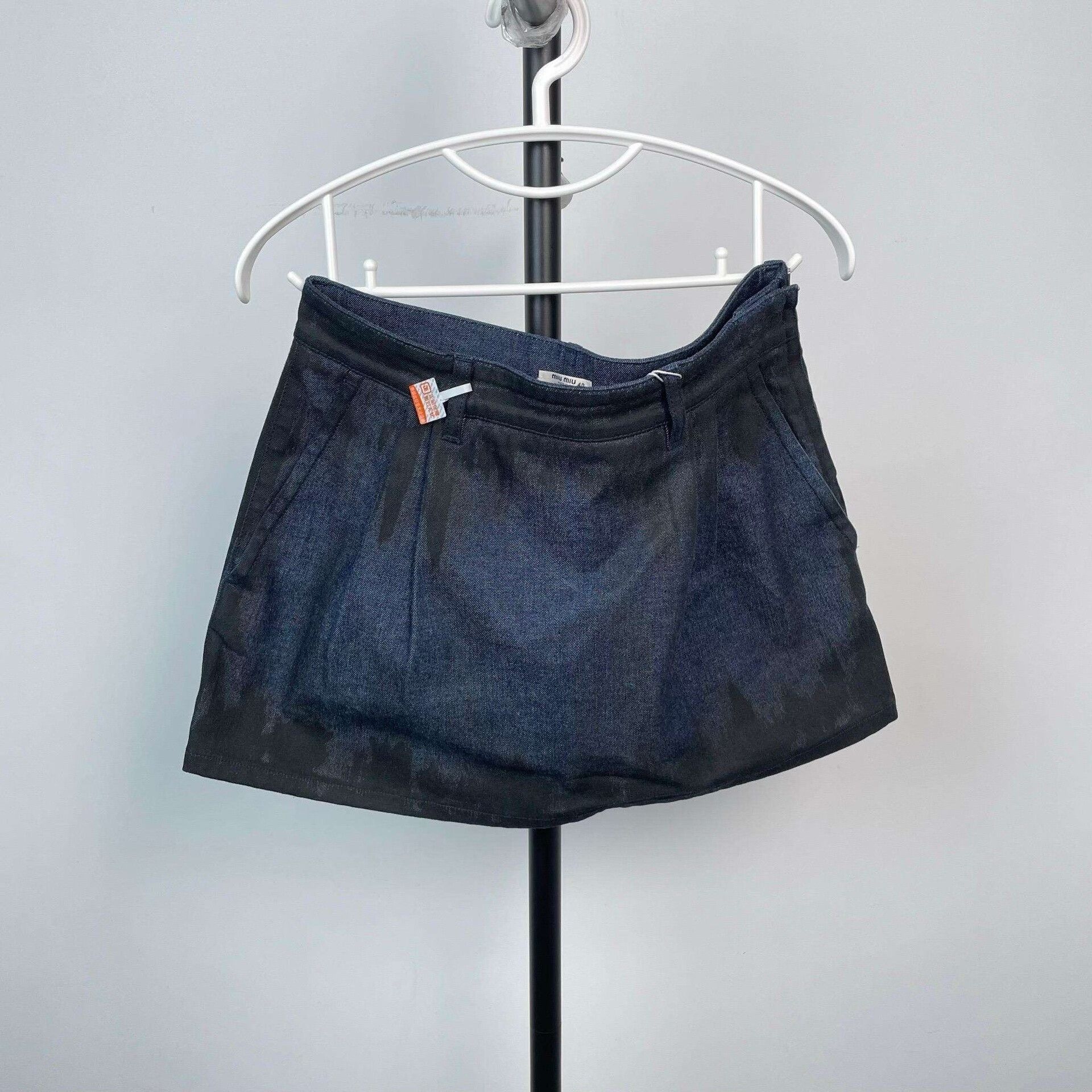 Miu Miu Miumiu Logo Denim Mini Skirt Size 40" / US 18 - 1 Thumbnail