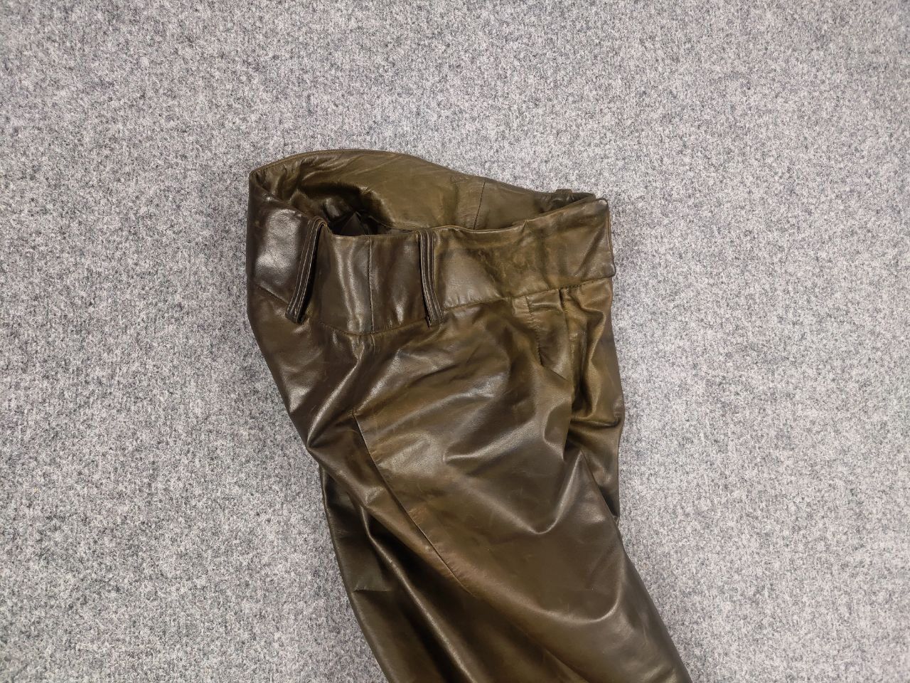 If Six Was Nine Leonardo Vintage Dark Green Faded Leather Flared Pants Y2K Size 36" / US 14 / IT 50 - 4 Thumbnail