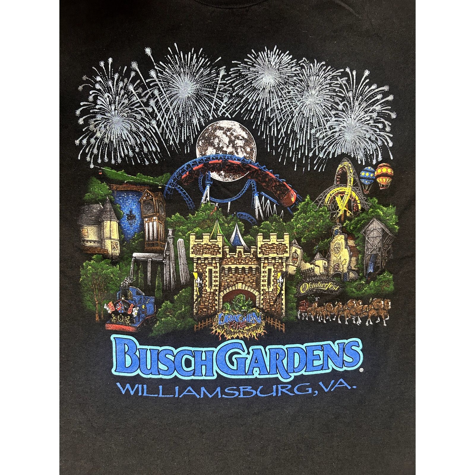 Jerzees × Vintage Vintage 90s Busch Gardens Amusement Park Fireworks T-Shirt Size US L / EU 52-54 / 3 - 3 Thumbnail