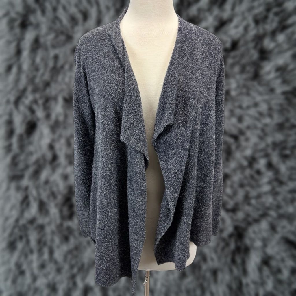 Vintage Barefoot Dreams Cardigan Women L Gray/Blue Cozy Lite Island Wrap Dream Sweater Womens Size L / US 10 / IT 46 - 1 Thumbnail