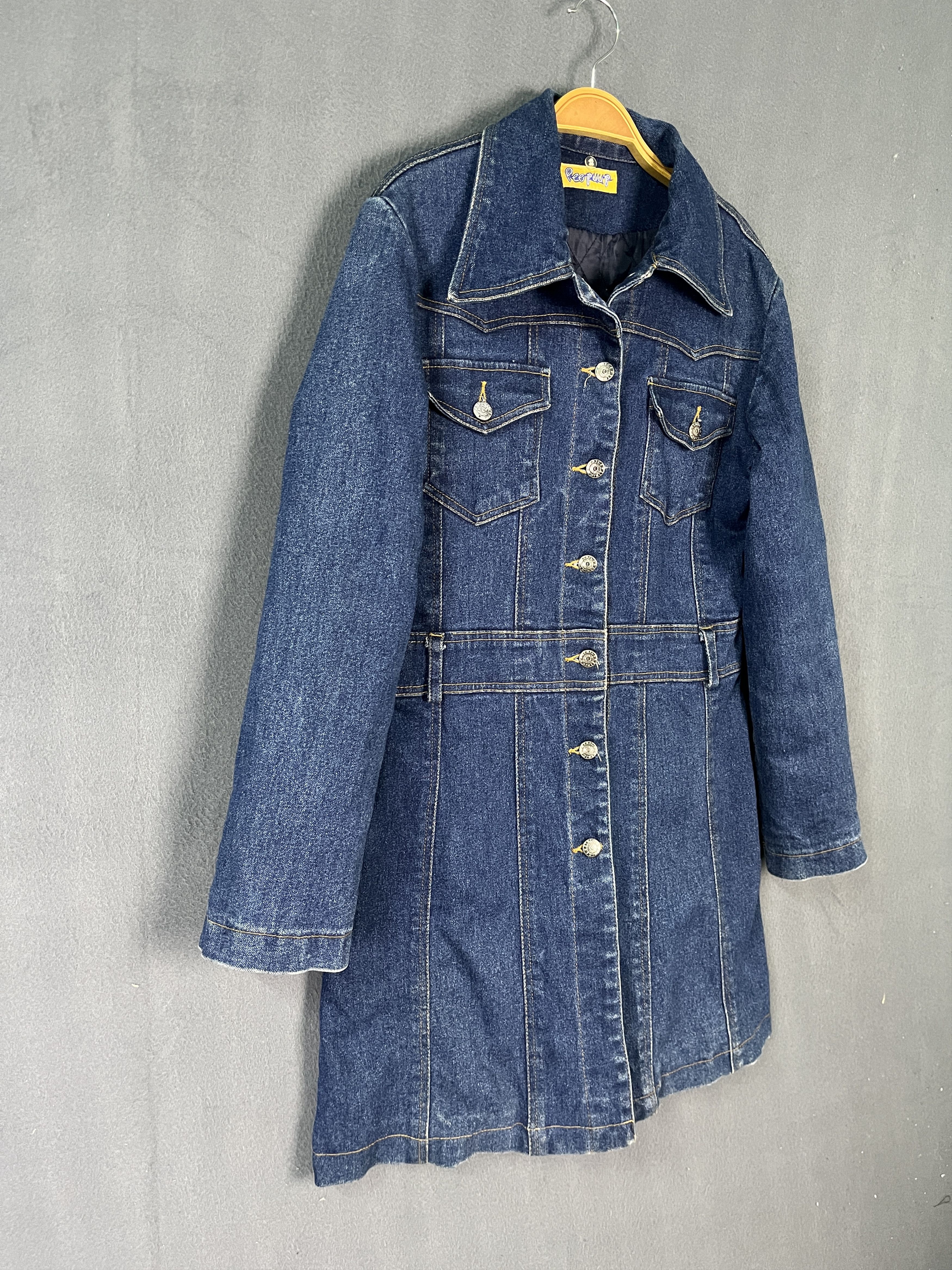 Japanese Brand Denim Mini Dress Jeans Coat Long Trucker Style Jacket Size M / US 6-8 / IT 42-44 - 4 Thumbnail