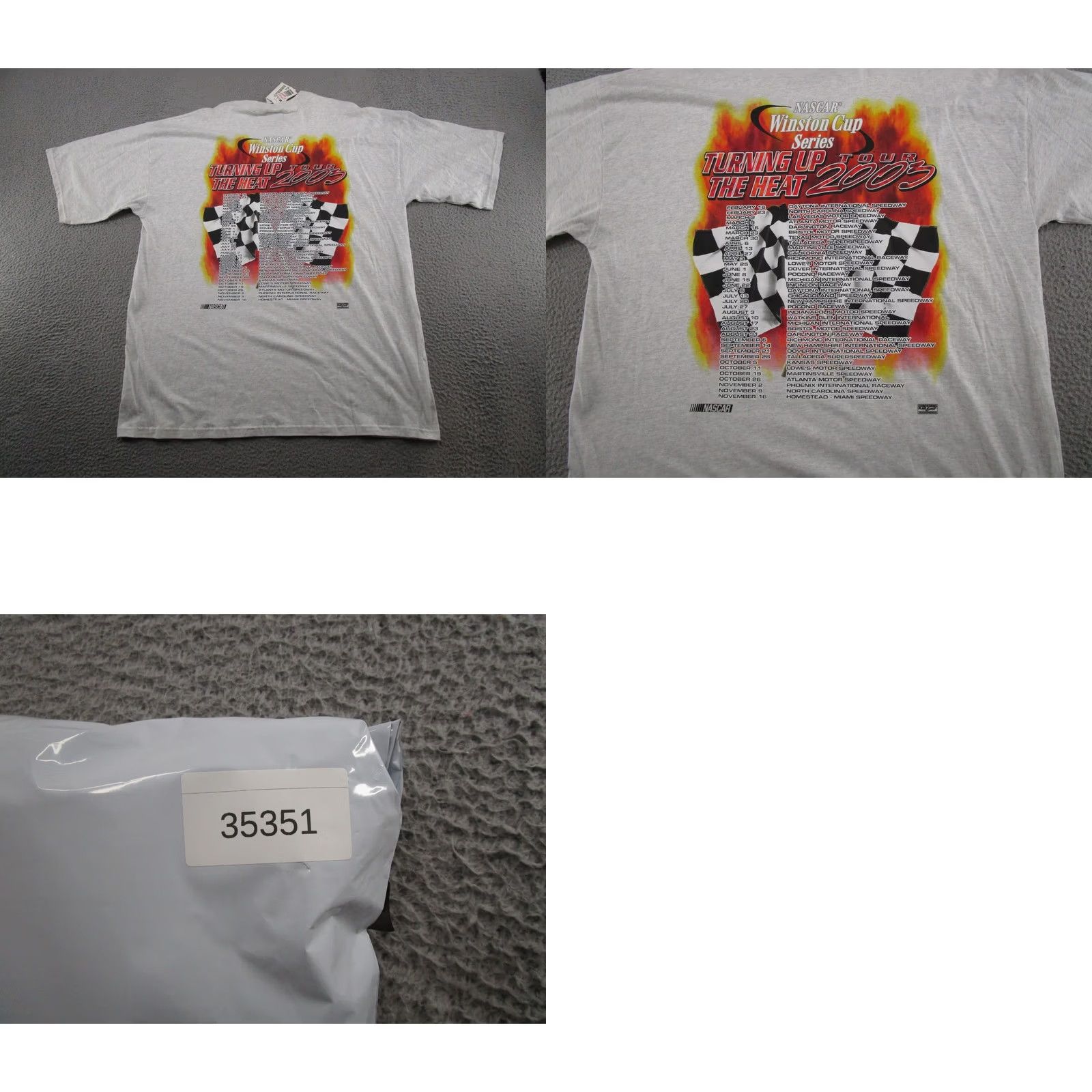 Vintage VTG Winston Cup NASCAR Turning Up The Heat Tour 2003 T Shirt 3XL NEW READ White Checkered Flag Gildan 5000 Mens Short Sleeve Cotton T-Shirt Size US XXL / EU 58 / 5 - 9 Thumbnail