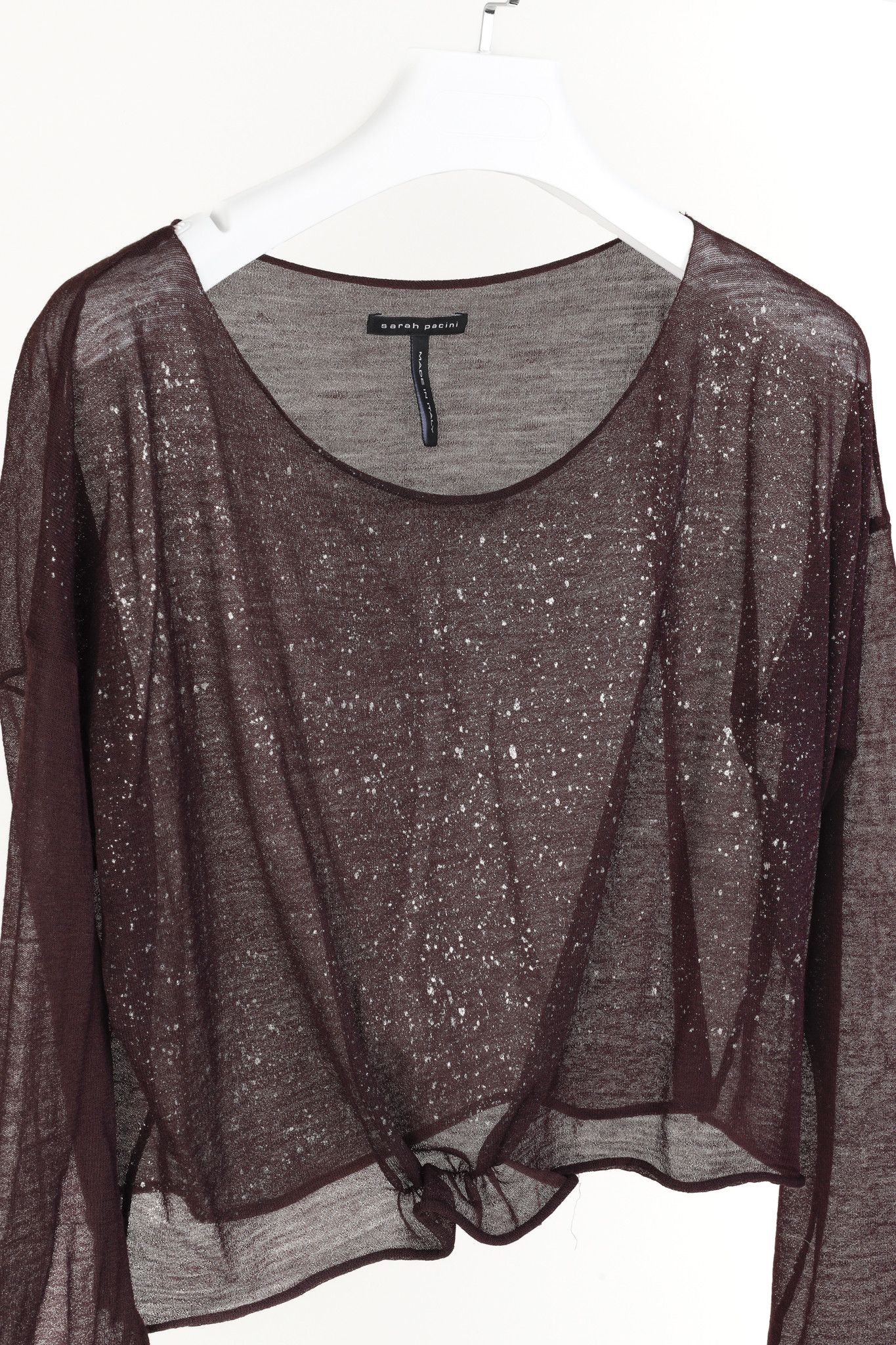 Sarah Pacini Sarah Pacini Burgundy Metallic-Splatter Knit Sweater Size ONE SIZE - 3 Thumbnail