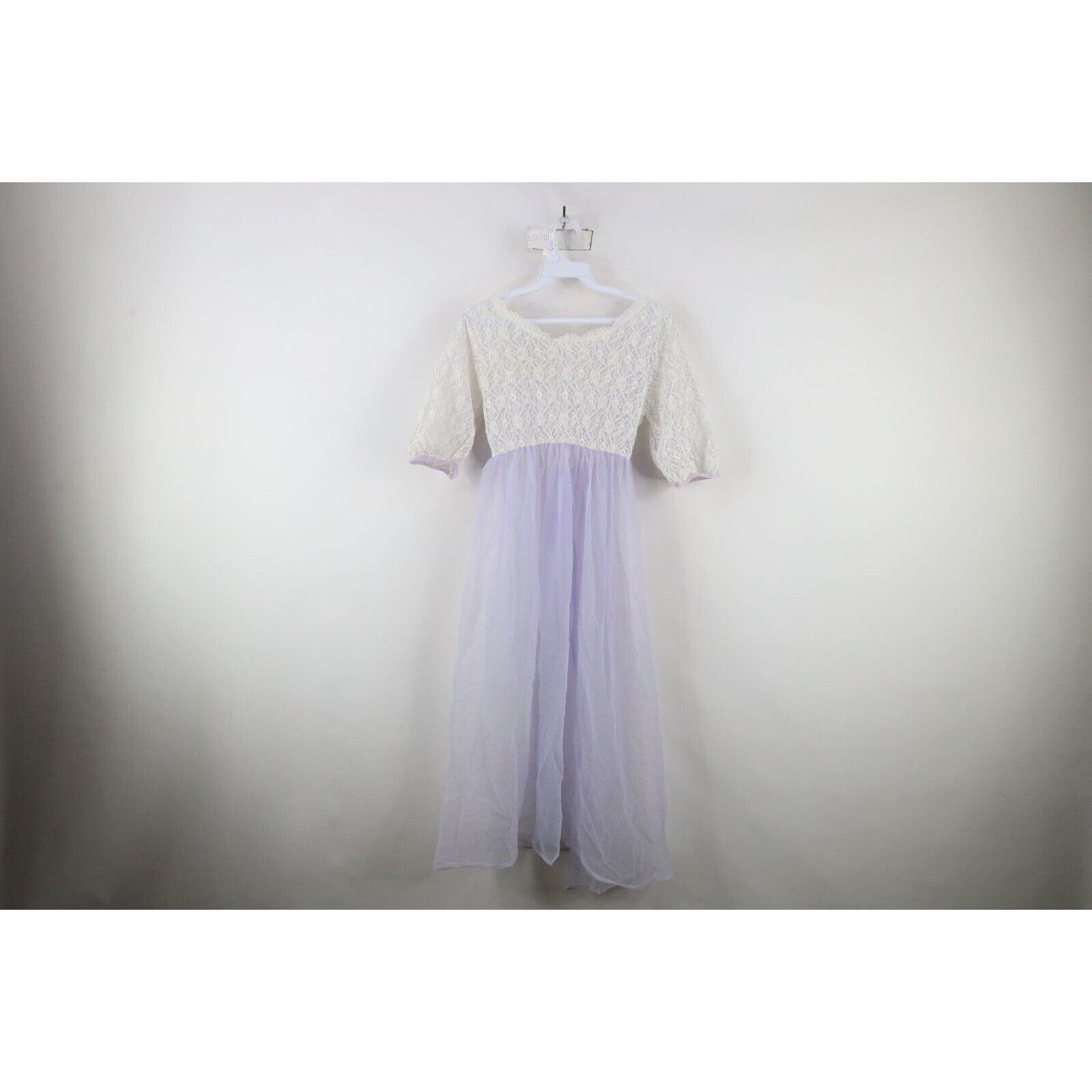 Vintage Vintage 50s 60s Sheer Fairy Lace Flower Chiffon Night Gown Size M / US 6-8 / IT 42-44 - 10 Thumbnail
