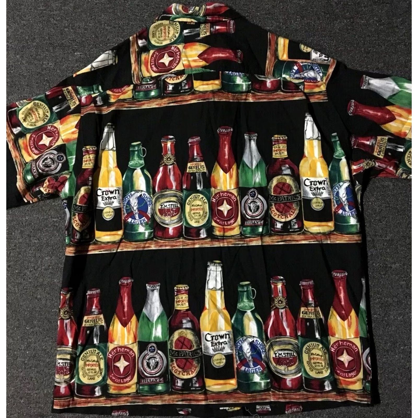 Nautica VINTAGE Spot Hawaiian Beer Bottle Shirt L USA Surfing Nautical Maui Funny Bar Shirt Size US L / EU 52-54 / 3 - 3 Thumbnail