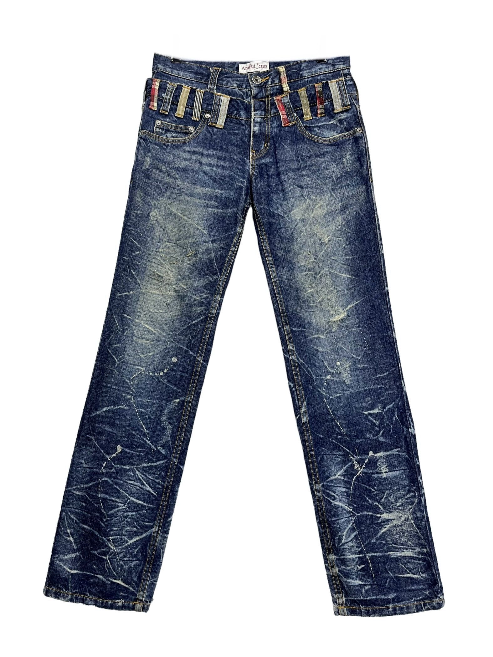 Vintage 🔥ANTFUI Punk Double Waist Claw Mark Whisker Denim Size US 30 / EU 46 - 3 Thumbnail