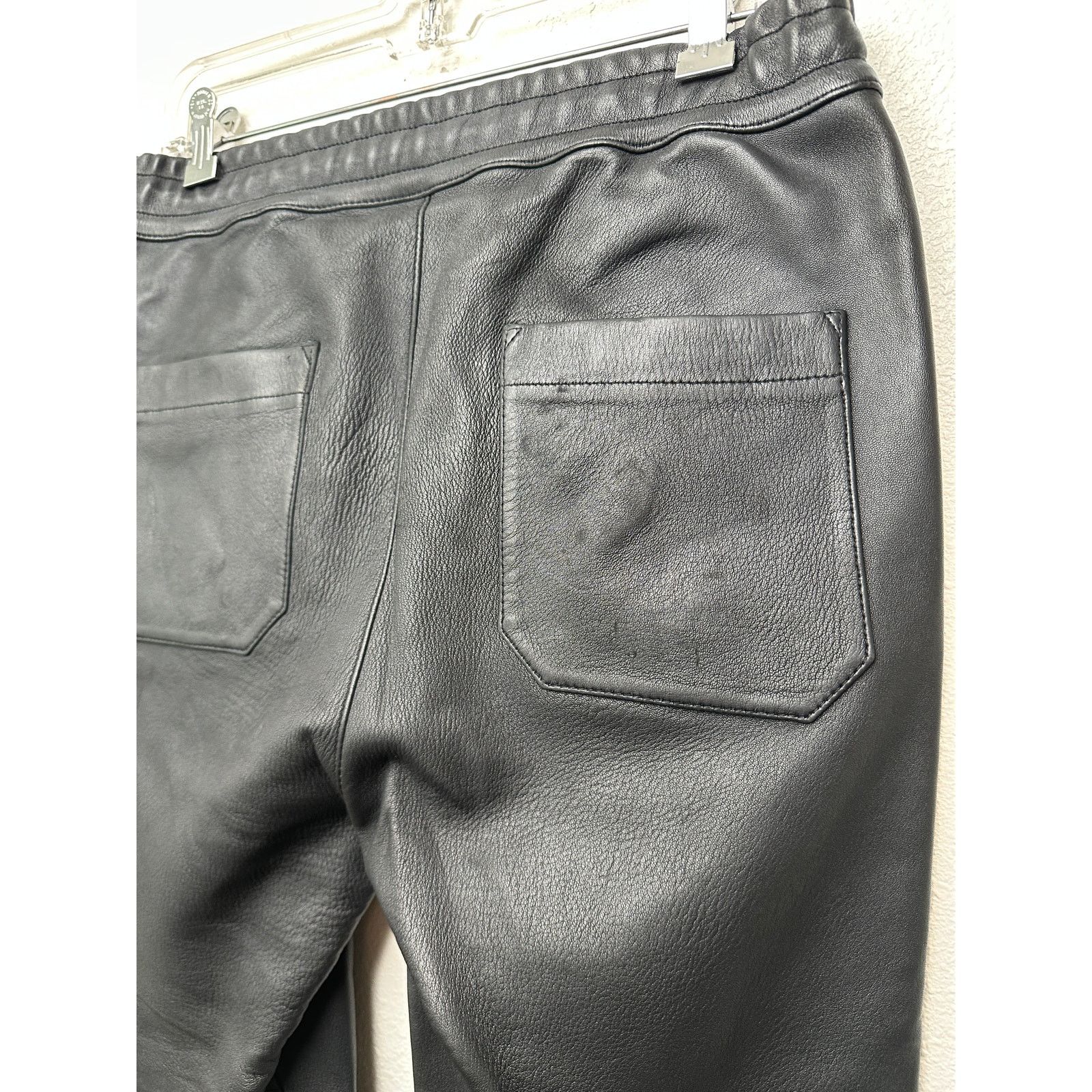 Balmain Balmain Lambskin Moto Pants Black Men’s US L Drawstring Size US 31 - 6 Thumbnail