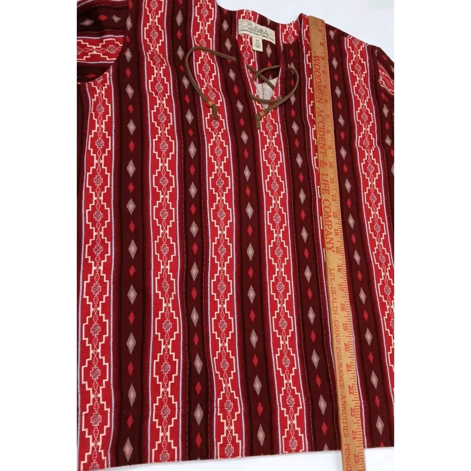 Vintage VINTAGE Cabela's Womens M Flannel Shirt Red Southwest Aztec Lace Up Long Sleeve Mens? Womens? Size M / US 6-8 / IT 42-44 - 3 Thumbnail