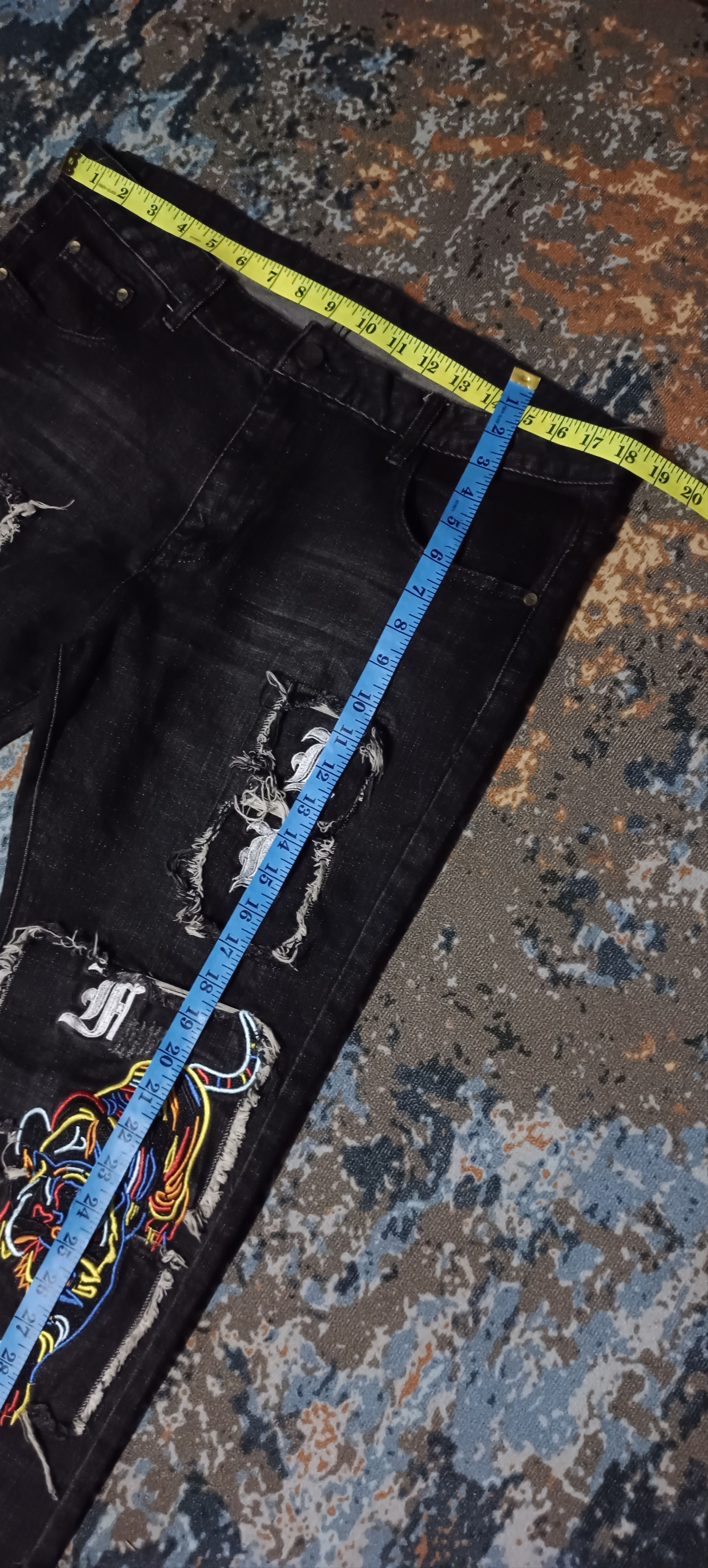 If Six Was Nine Denim jeans putch work skull punk design Size US 36 / EU 52 - 12 Thumbnail