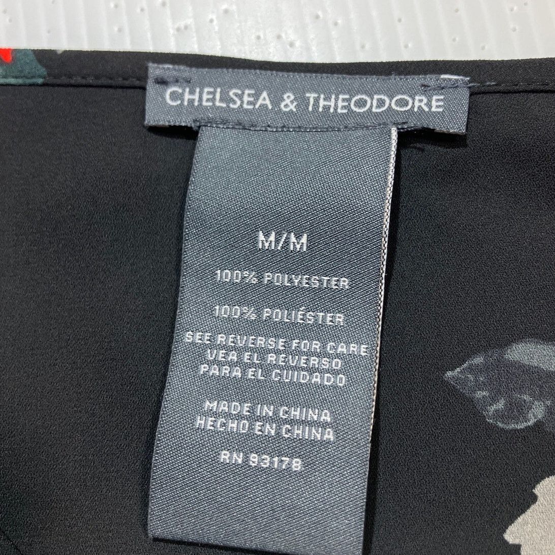 Other Chelsea & Theodore Boho Black Floral Tunic Blouse Women M Size M / US 6-8 / IT 42-44 - 8 Thumbnail