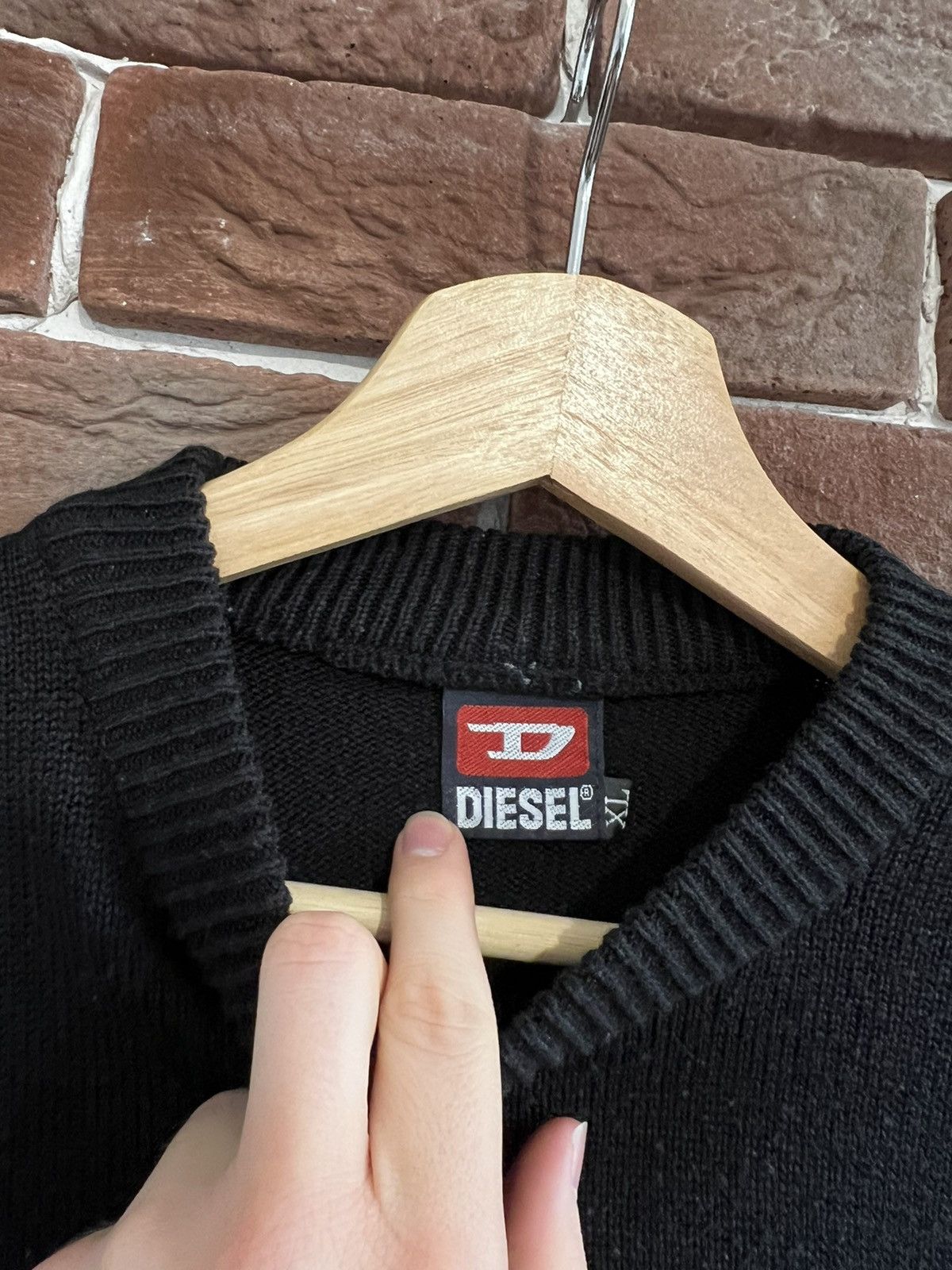 Diesel Diesel Knit Sweater Vintage 90s Spellout Logo Hype Black XL Size US XL / EU 56 / 4 - 3 Thumbnail