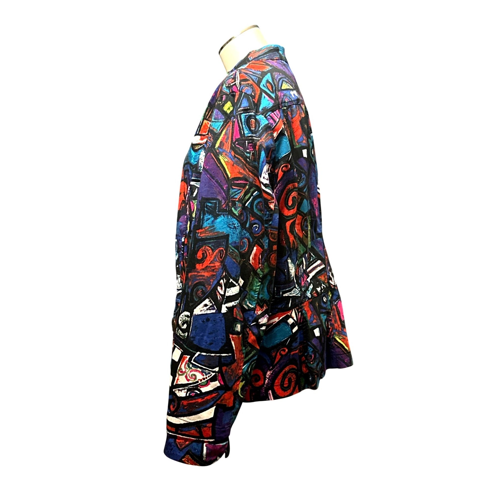 Chicos Chicos Abstract Print Jacket Button Front Colorful Artsy Sta Size L / US 10 / IT 46 - 2 Thumbnail