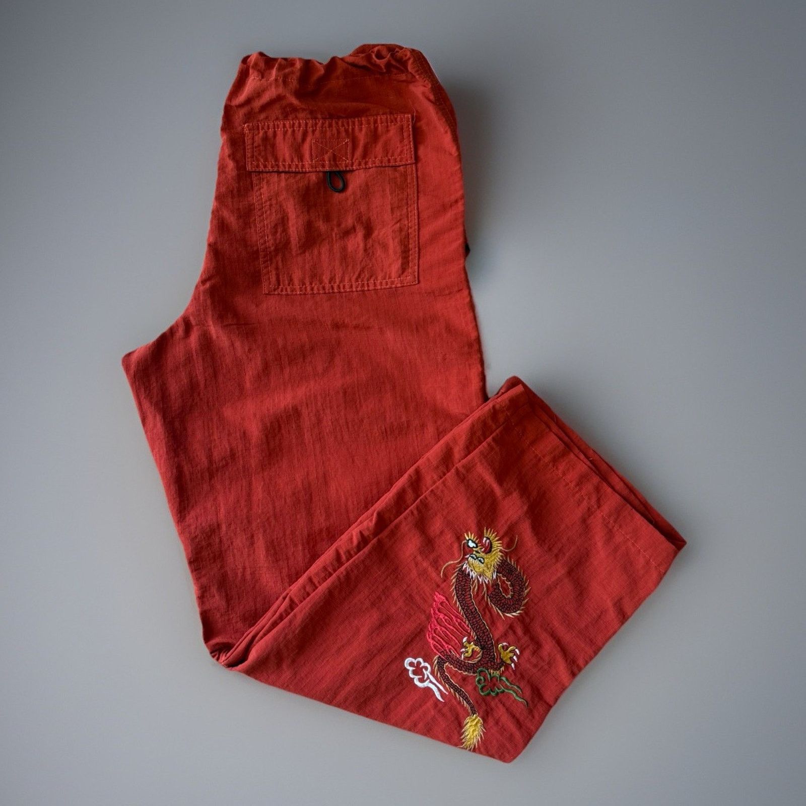 Vintage Vintage Dragon Cargo Pants 28 Orange Red Y2K Baggy TagRag Size US 28 / EU 44 - 1 Thumbnail