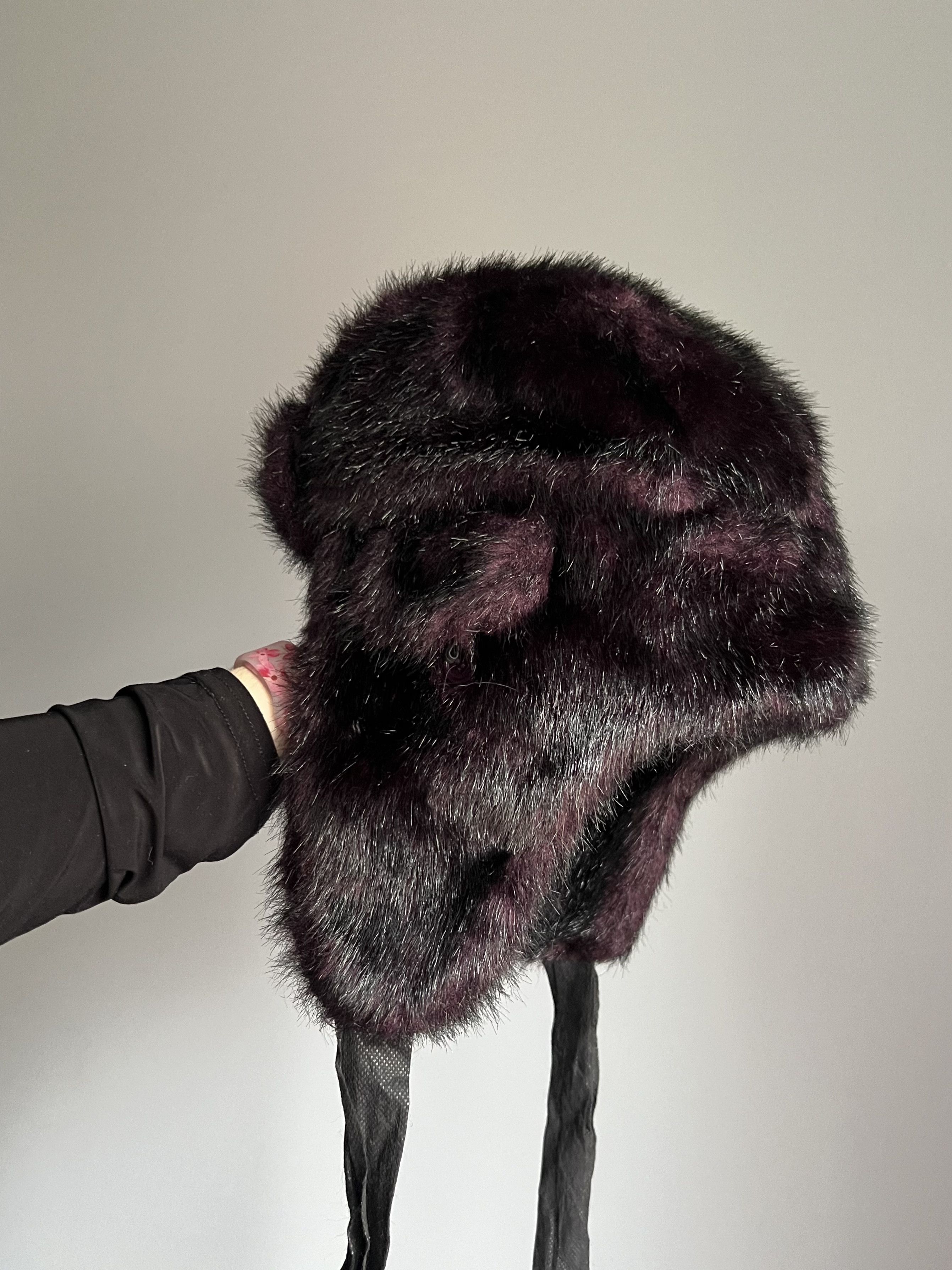 Other Vintage Crazy Y2k Mohair Fuzzy Hat Ushanka Punk Huge Size ONE SIZE - 2 Thumbnail