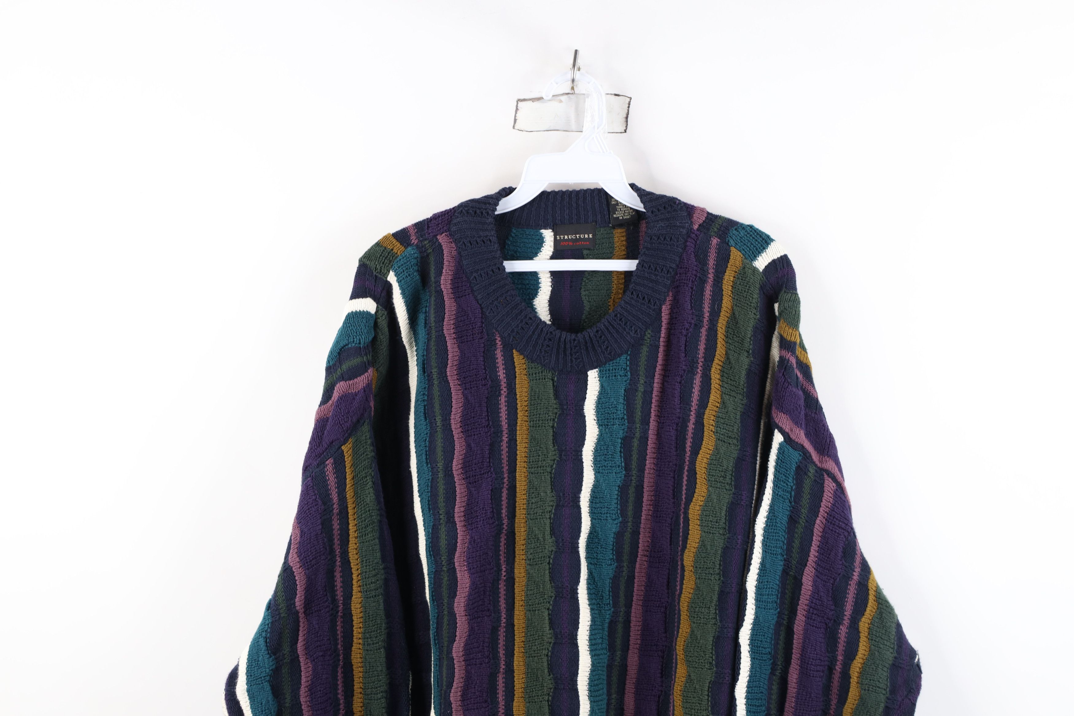 Vintage Vintage 90s Coogi Style Rainbow Striped Knit Sweater Size US L / EU 52-54 / 3 - 2 Thumbnail